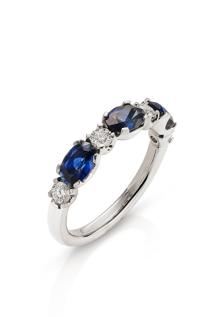 18KW Oval Blue Sapphire Ring-Rings-Uneek-Susan Saffron Jewelry