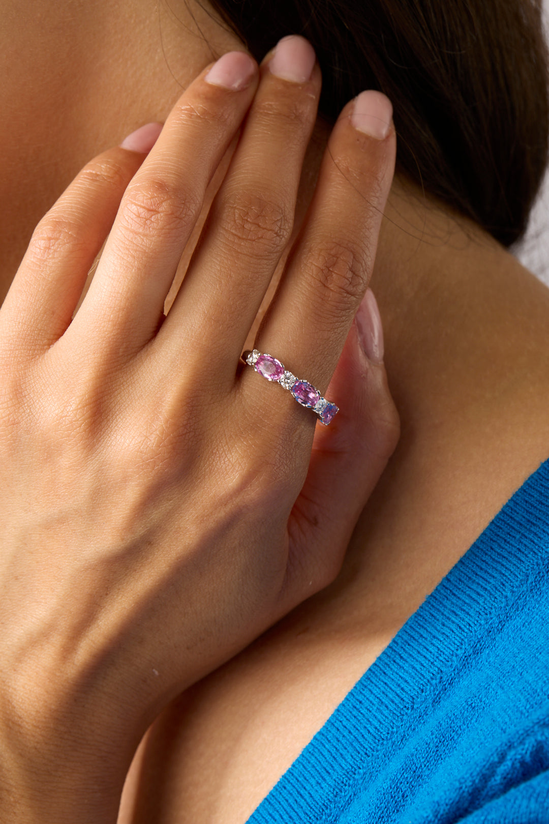 18KY Lg 3 Stone PS & Dia Ring-Rings-Uneek-Susan Saffron Jewelry