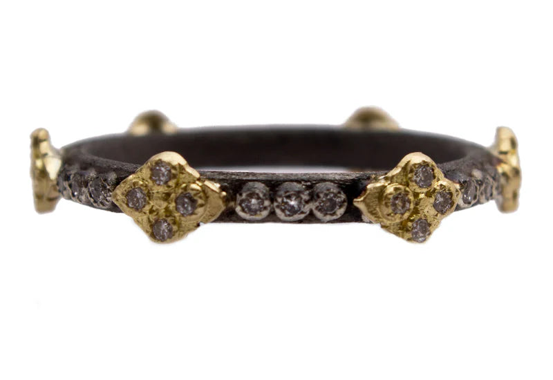 18K Yellow Gold and Blackened Sterling Silver Crivelli Stack Band