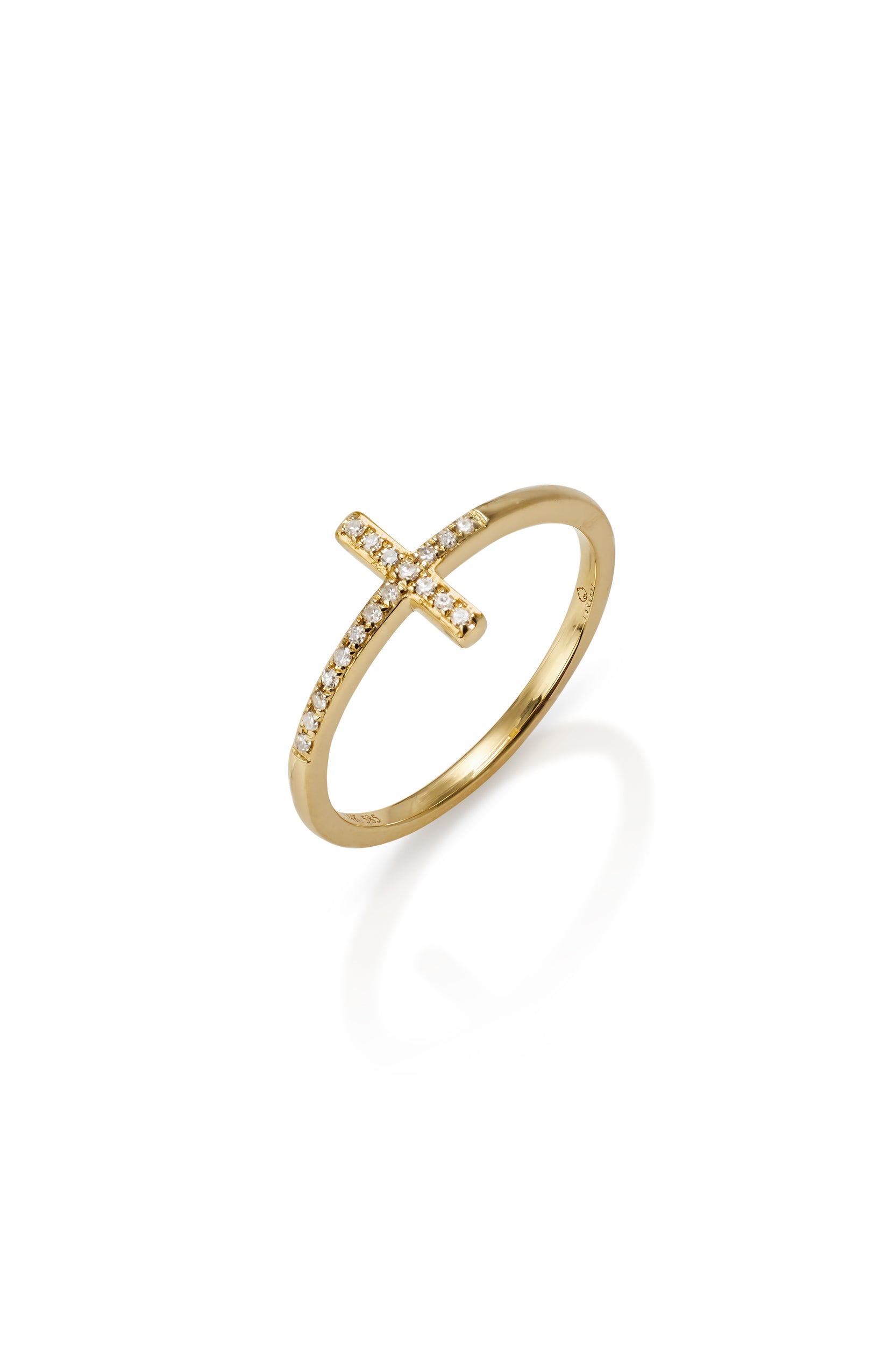 14KY Pave Cross Ring