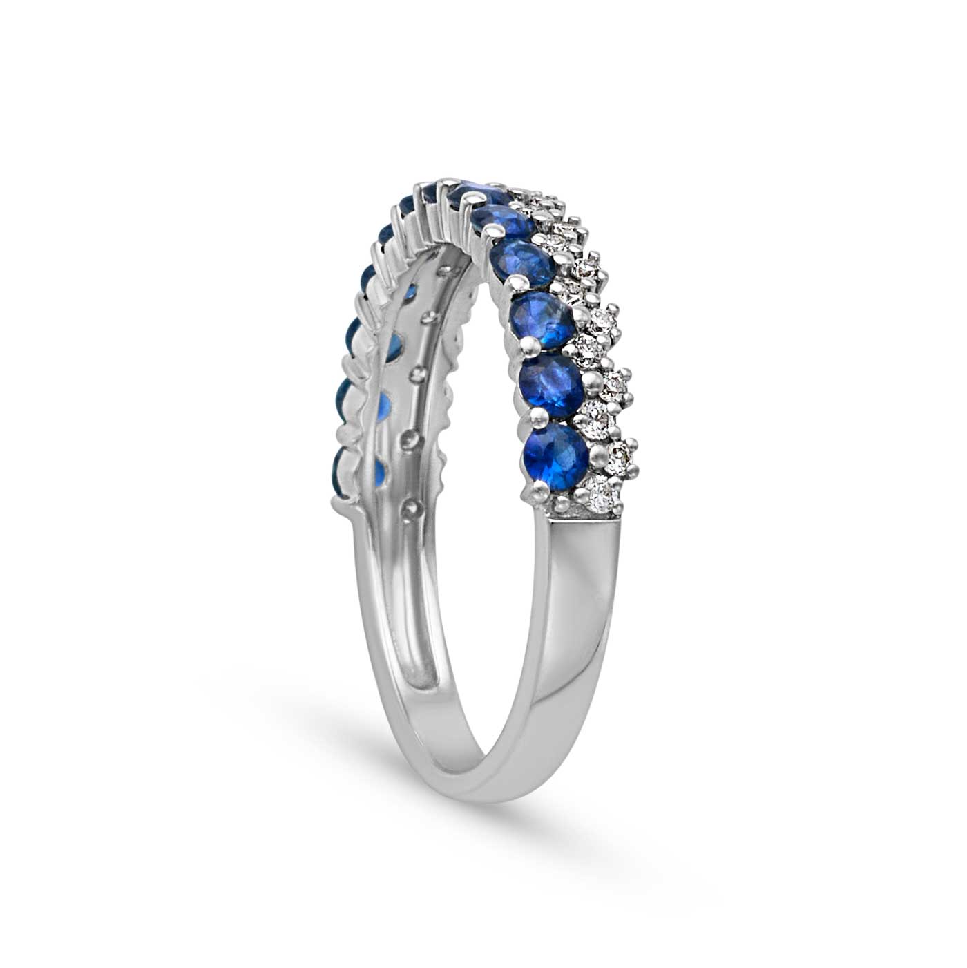 14KW Diamond and Sapphire Band