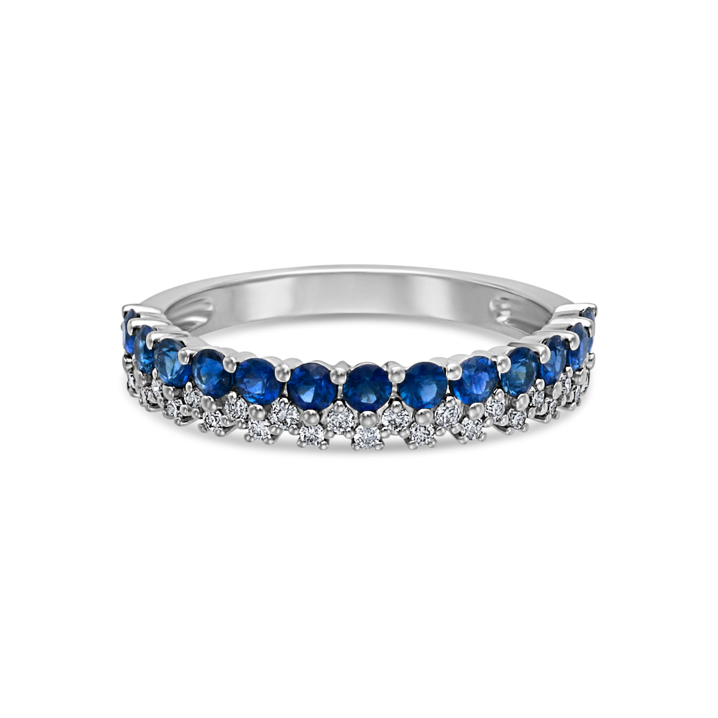 14KW Diamond and Sapphire Band