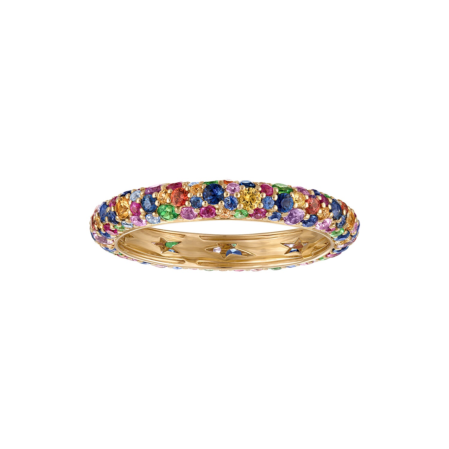 14KY Glitter Stack Rainbow Ring