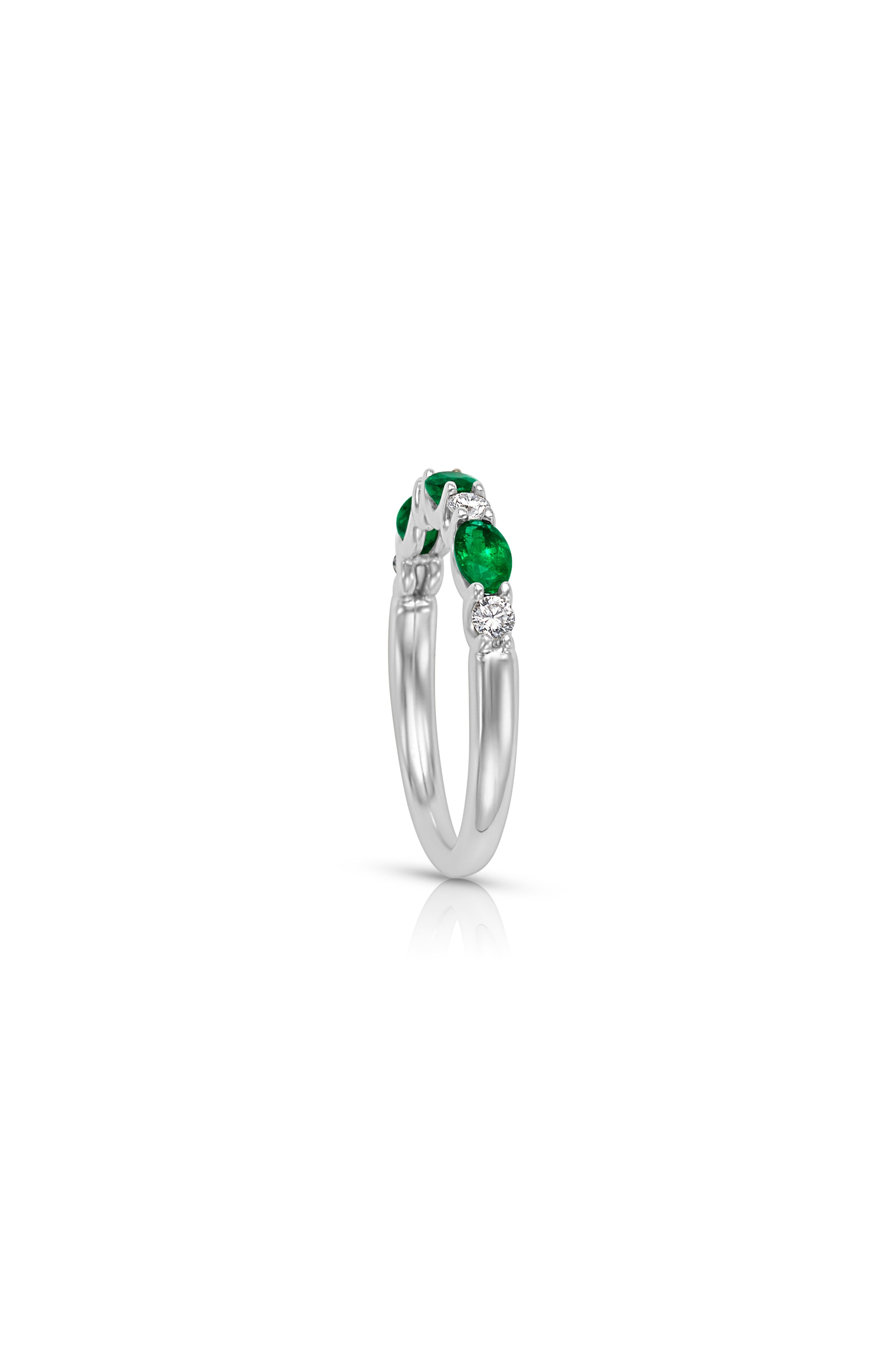 18KW Oval Emerald and Diamond Ring