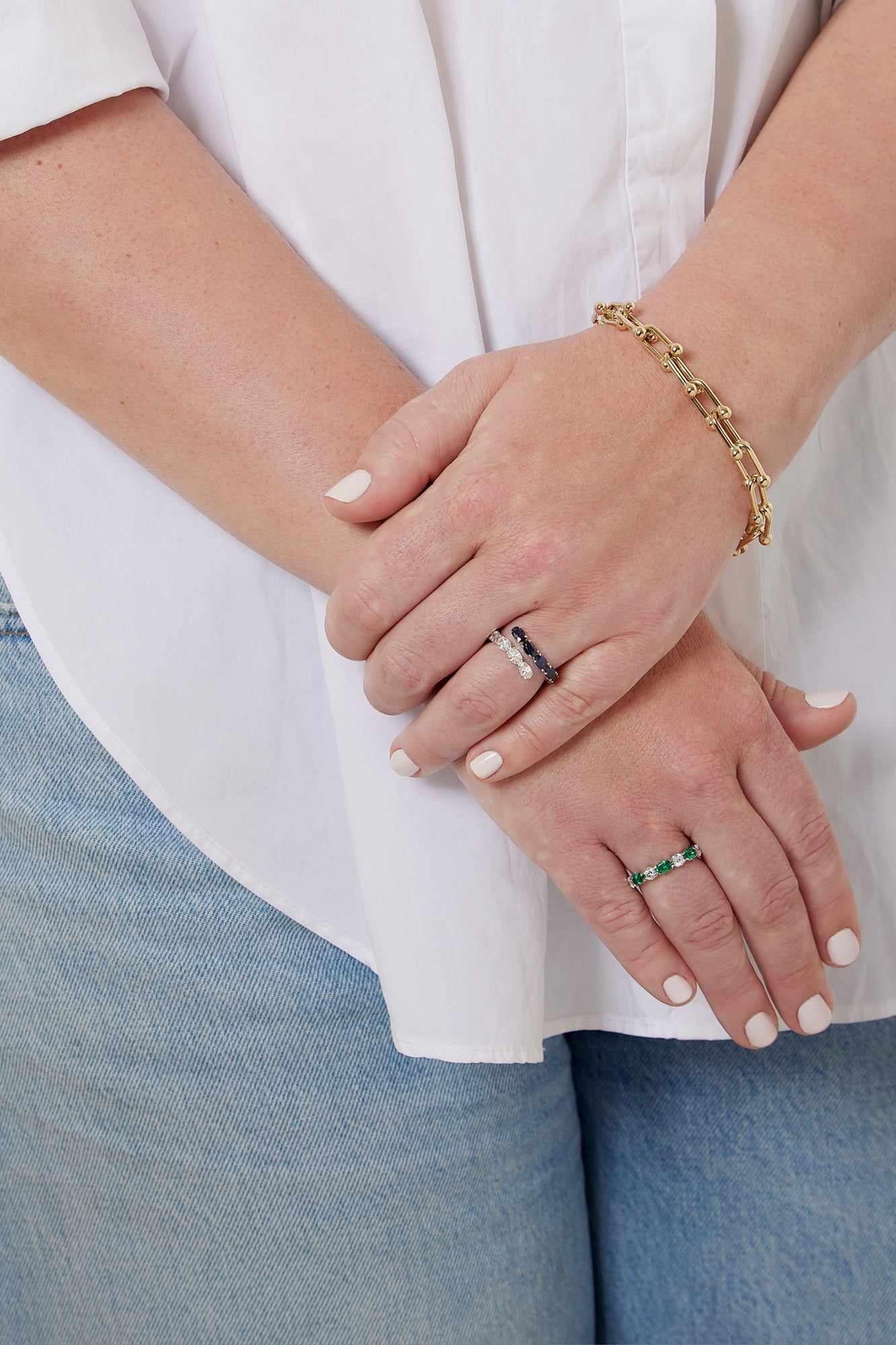 18KW Bypass Sapphire and Diamond Ring