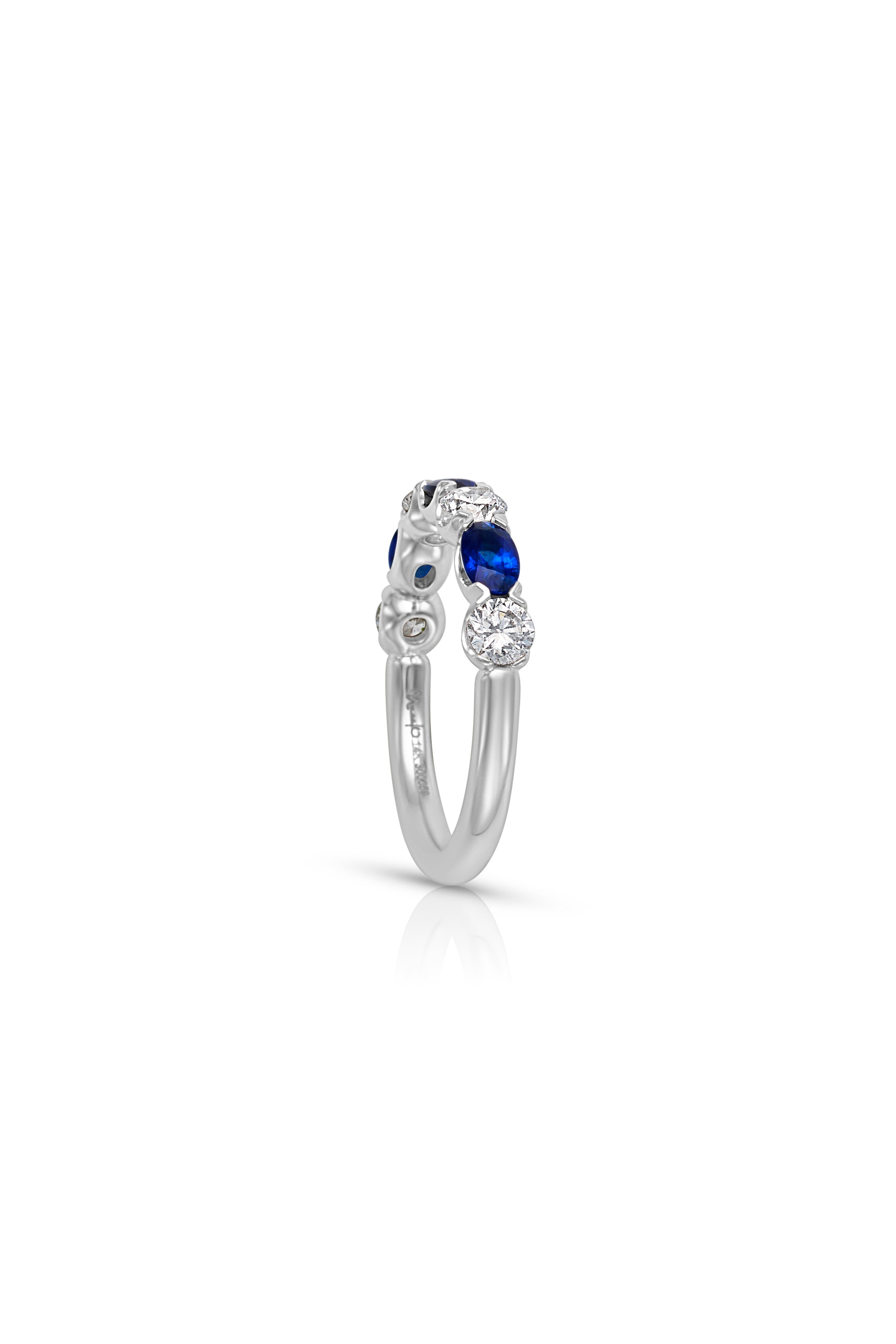 18KW Oval Sapphire Band with Diamonds