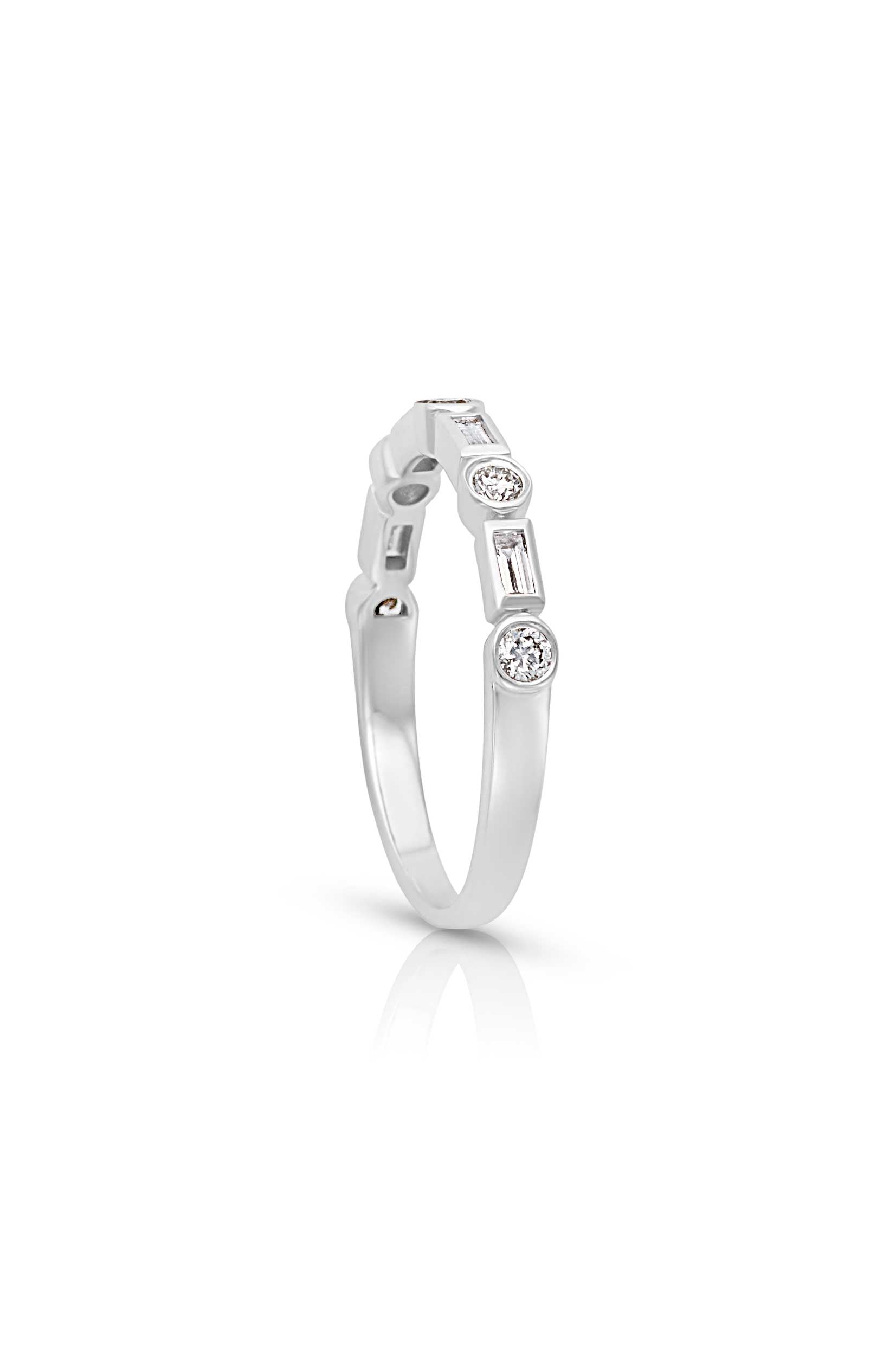 14K Baguette and Round Diamond Band