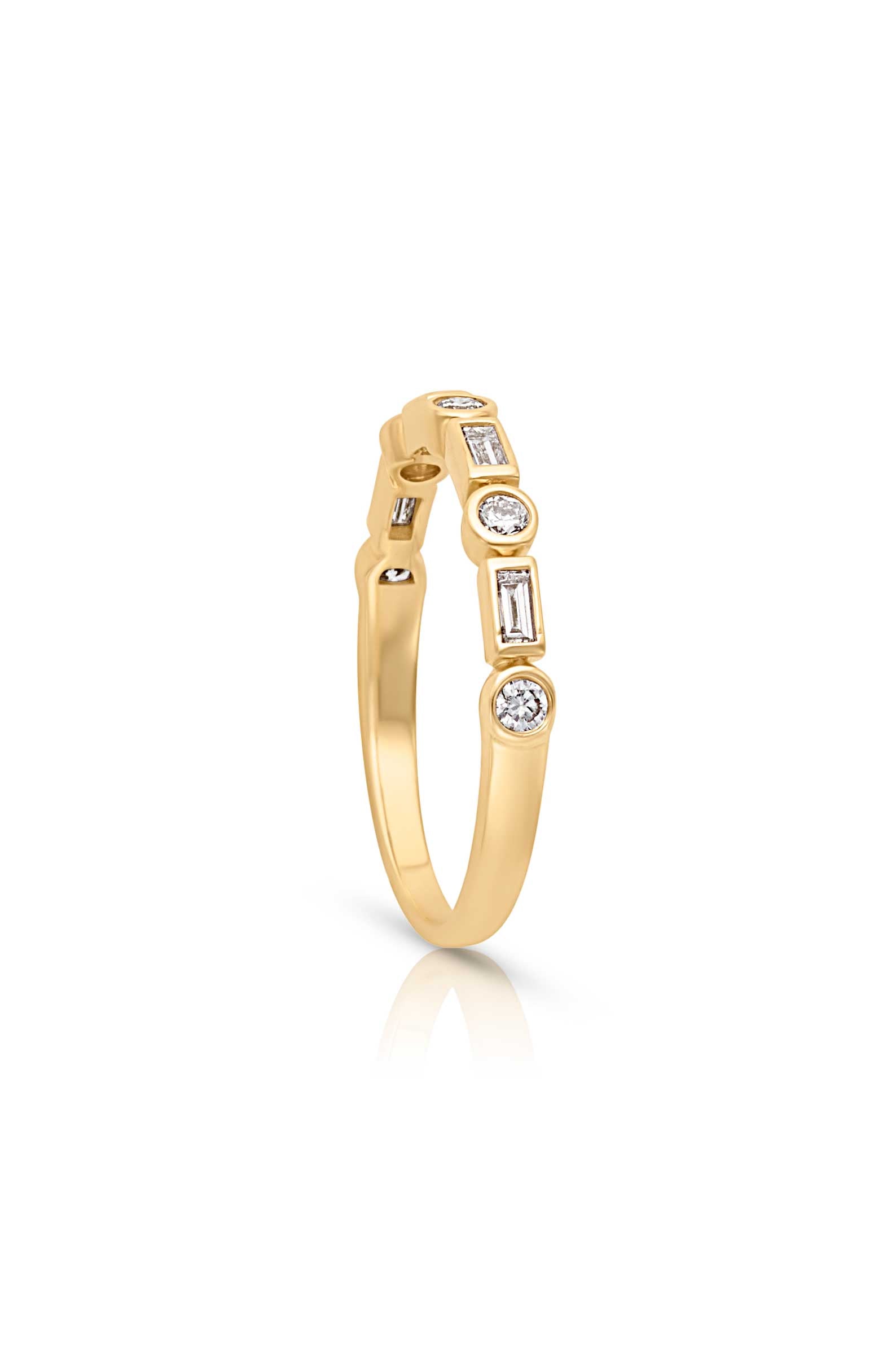 14K Baguette and Round Diamond Band