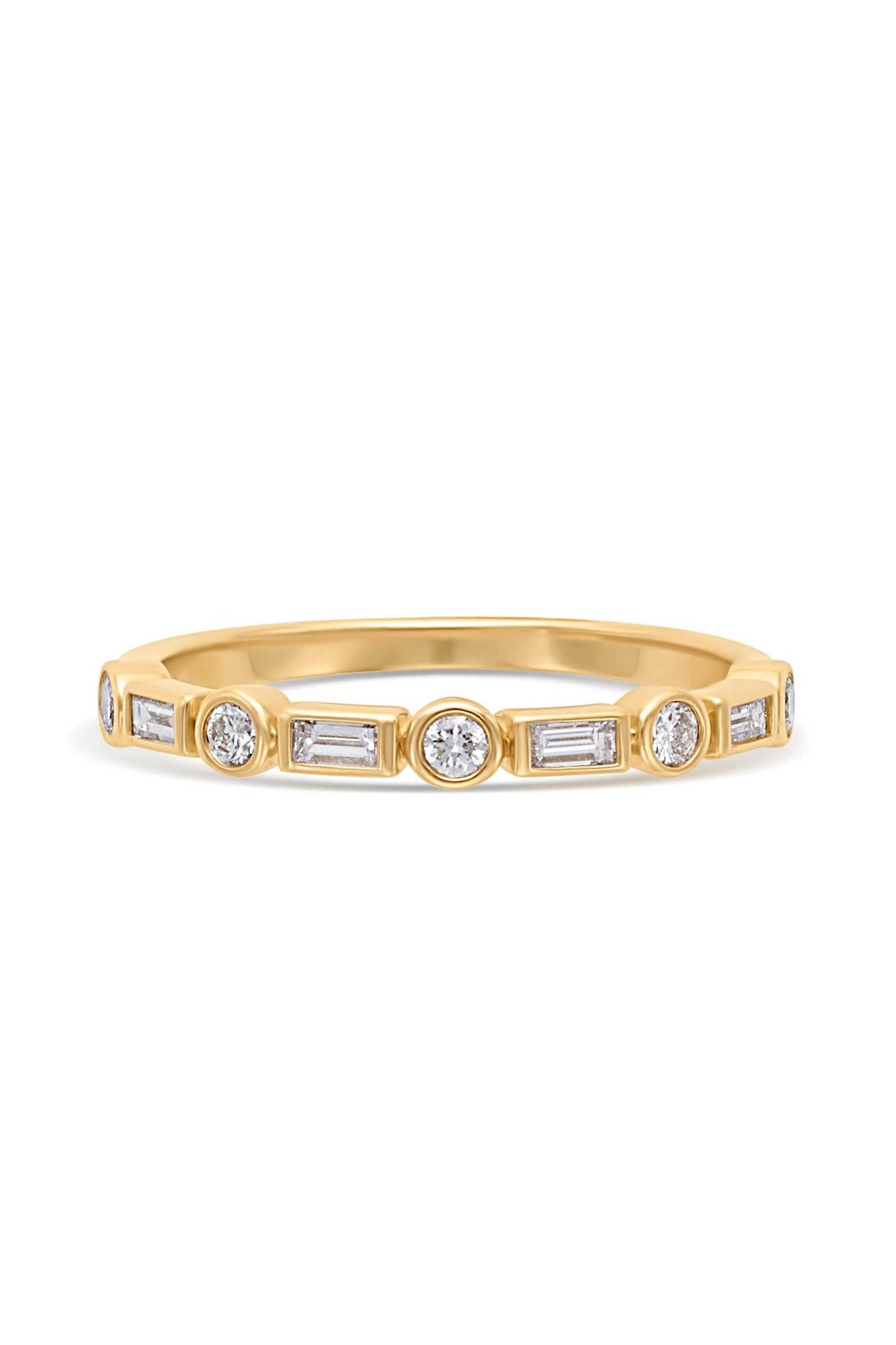 14K Baguette and Round Diamond Band