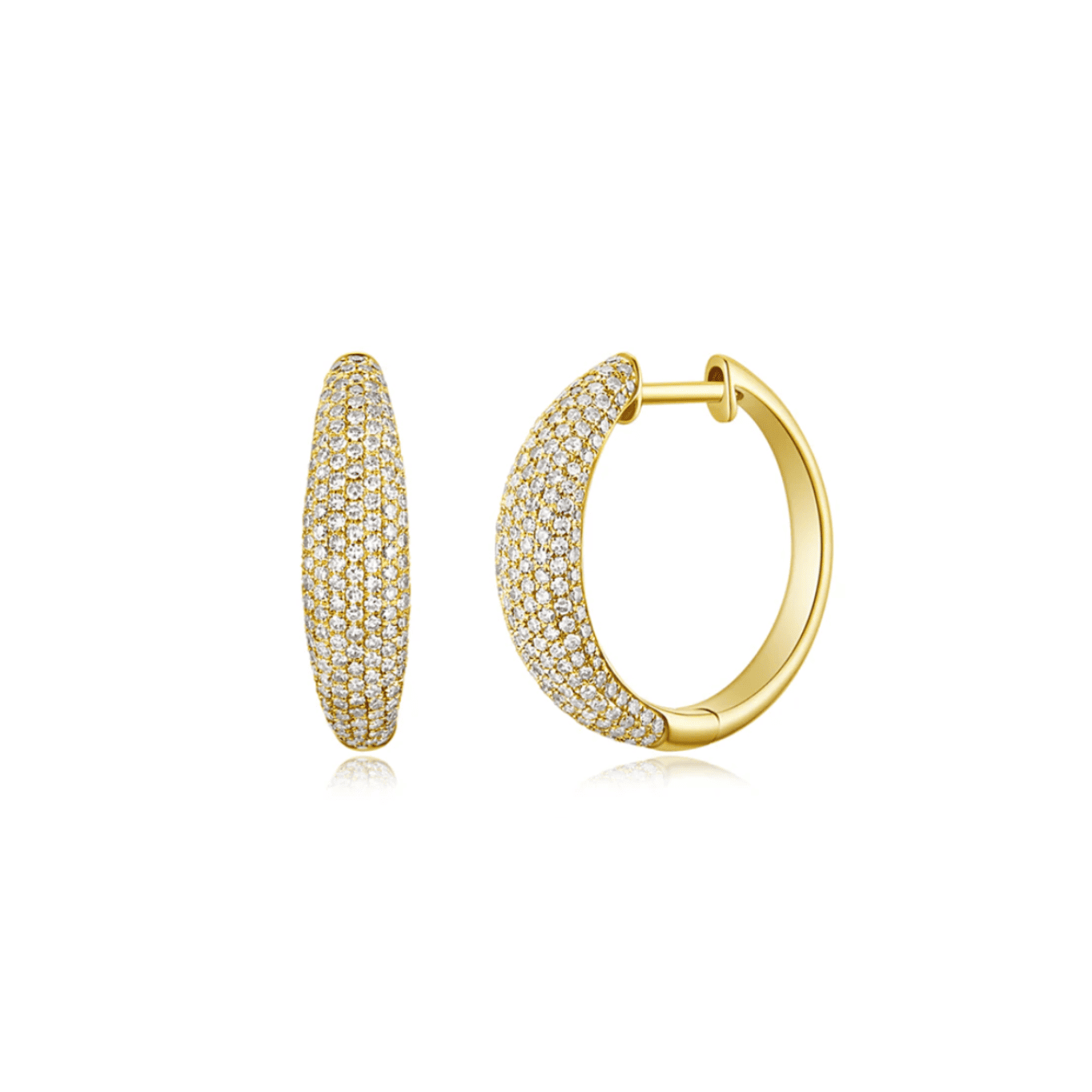 14KY Pave Dome Hoops