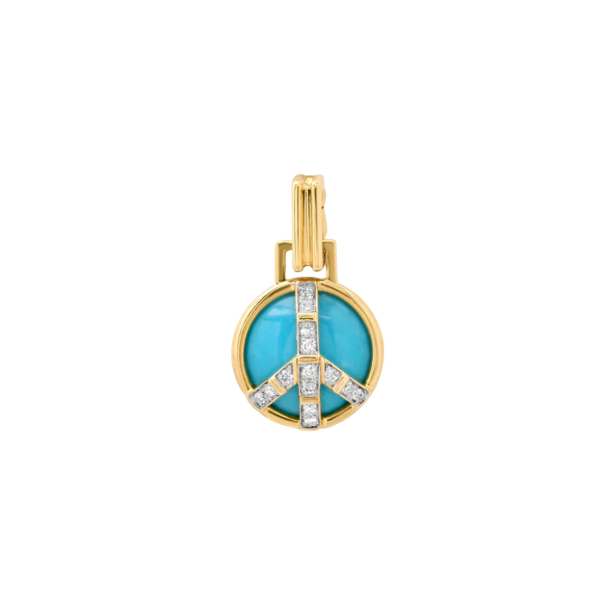 14KY Mini Peace Pendant Turquoise and Diamond - Helena Rose