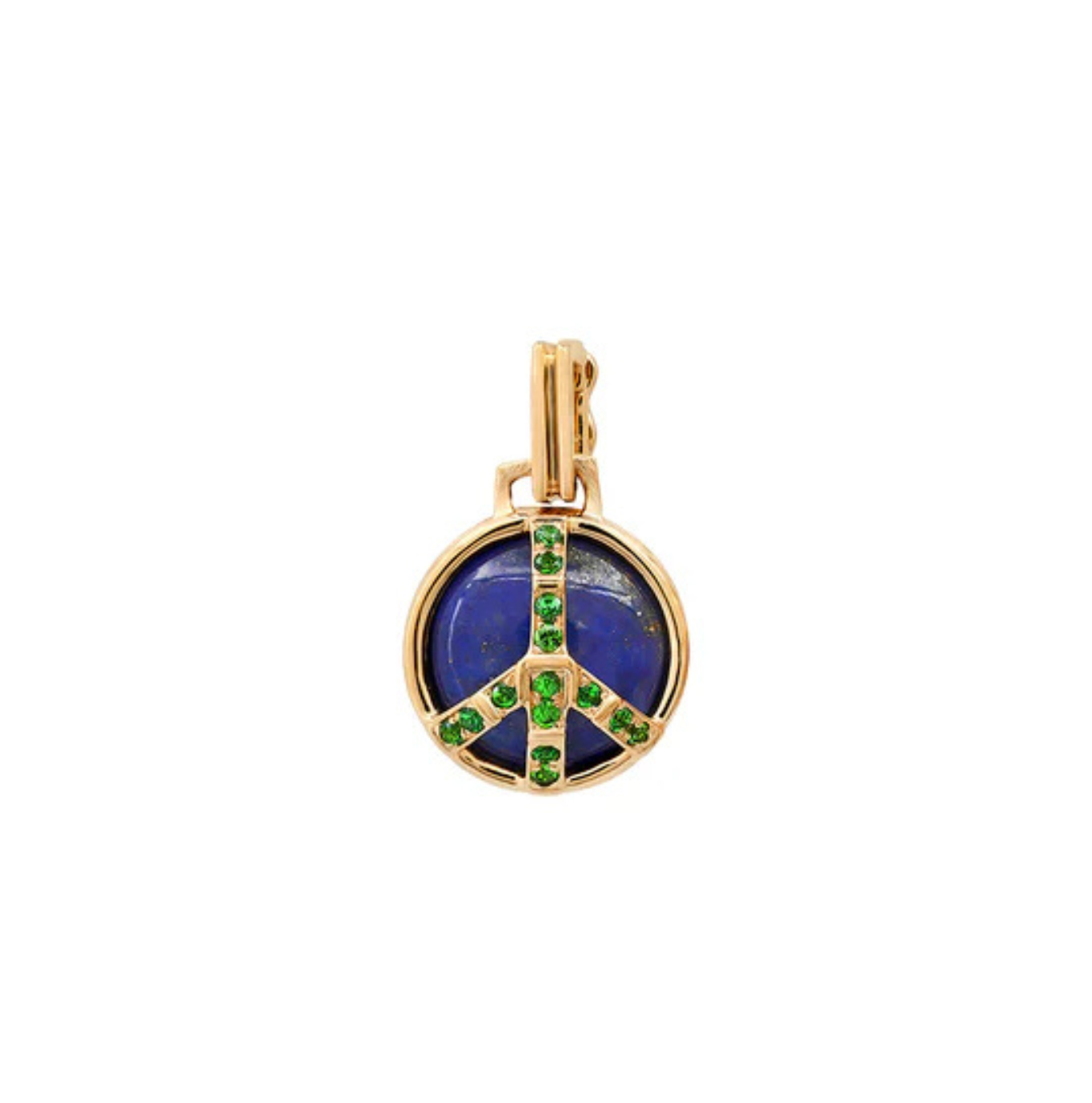 14KY Mini Peace Pendant in Lapis and Tsavorite