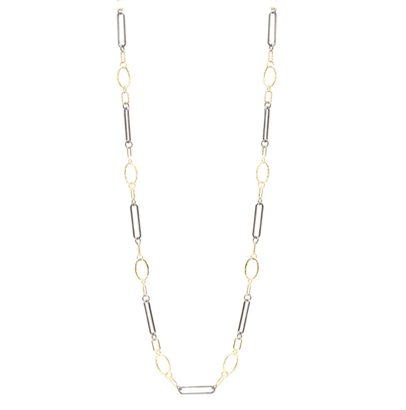 Oval and Silver Rectangle Paperclip Necklace
