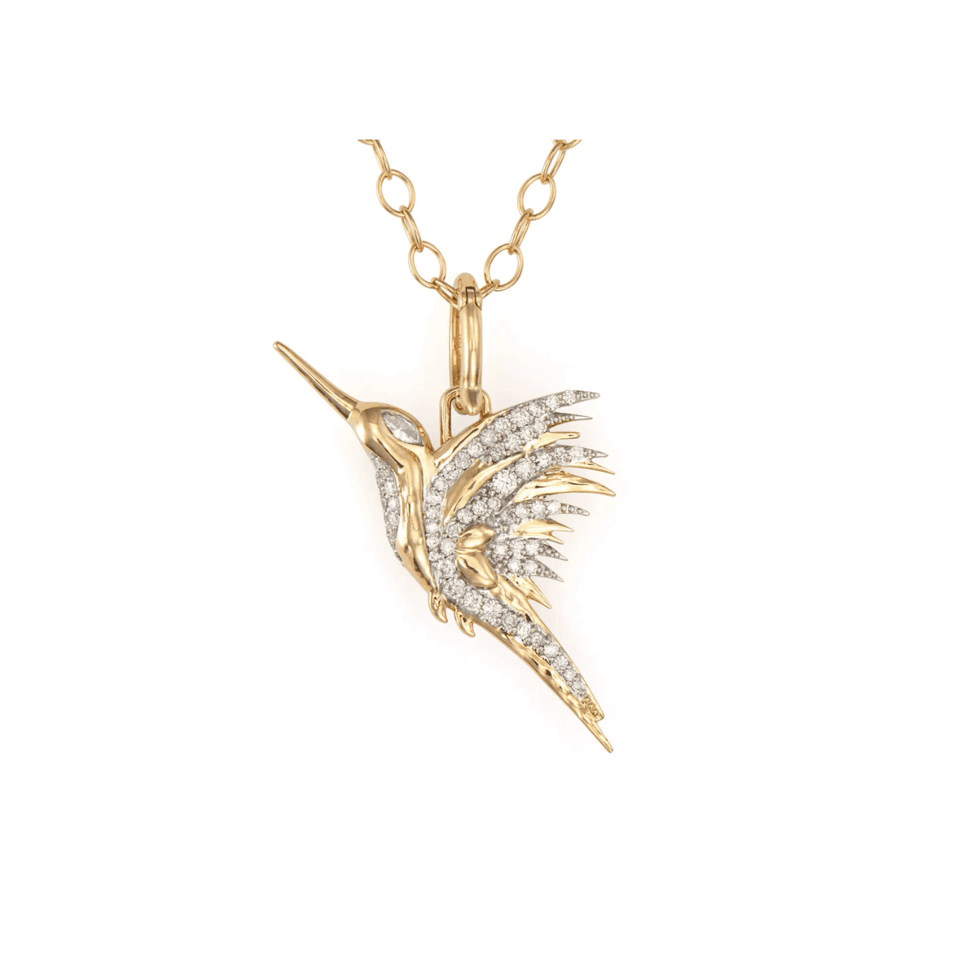 Double Sided Rainbow & Diamond Colibri Pendant