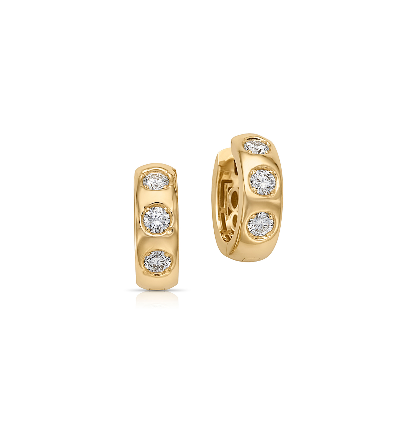 14KY Round Diamond Bezel Chunky Hoops-Earrings-Gemma-Susan Saffron Jewelry