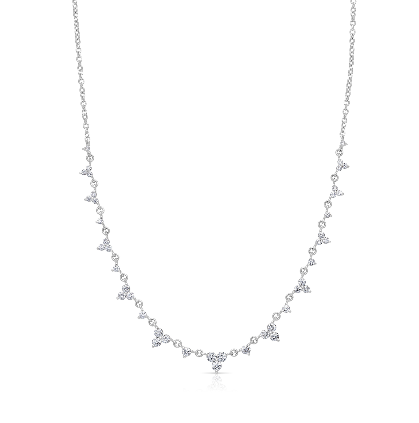 14KW Large Diamond Trio Cluster Necklace