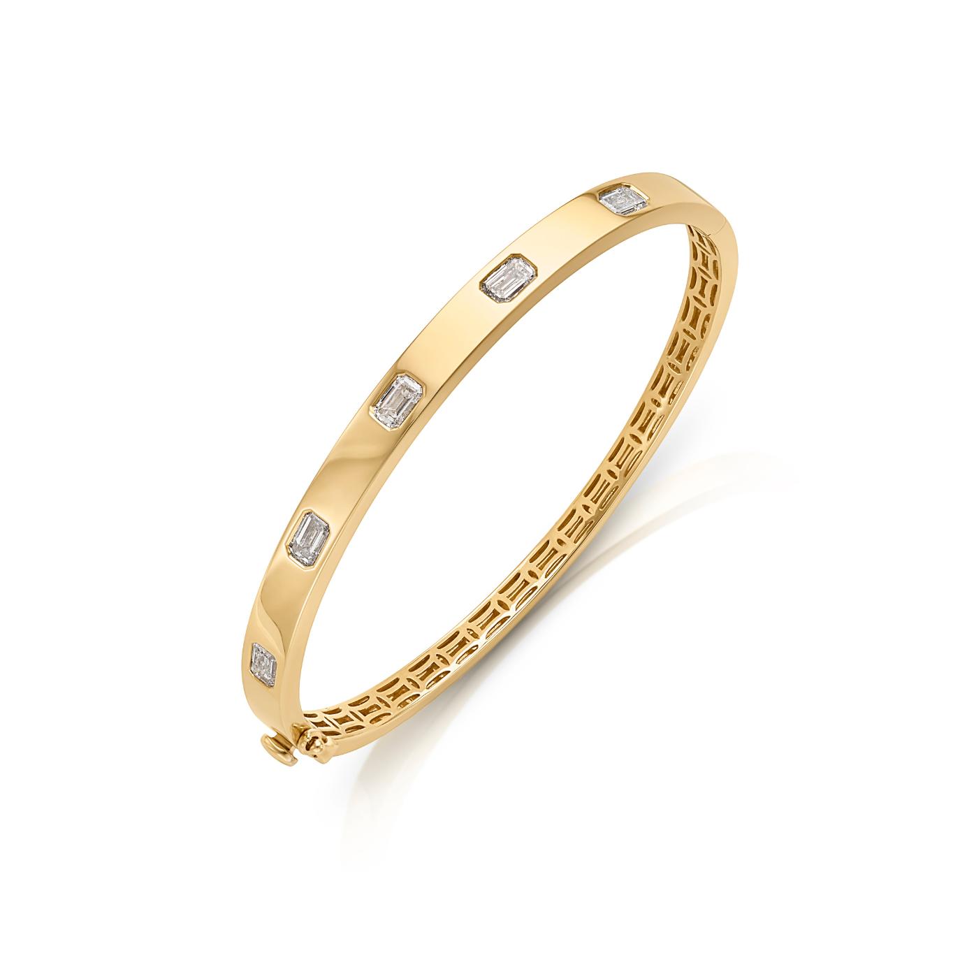 14KY 5 Emerald Burnish Set Bangle