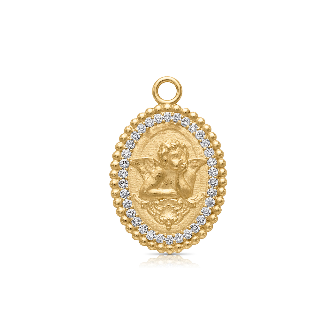 18KY Oval Cherub Charm with Diamonds-Necklaces-Trilogy-Susan Saffron Jewelry