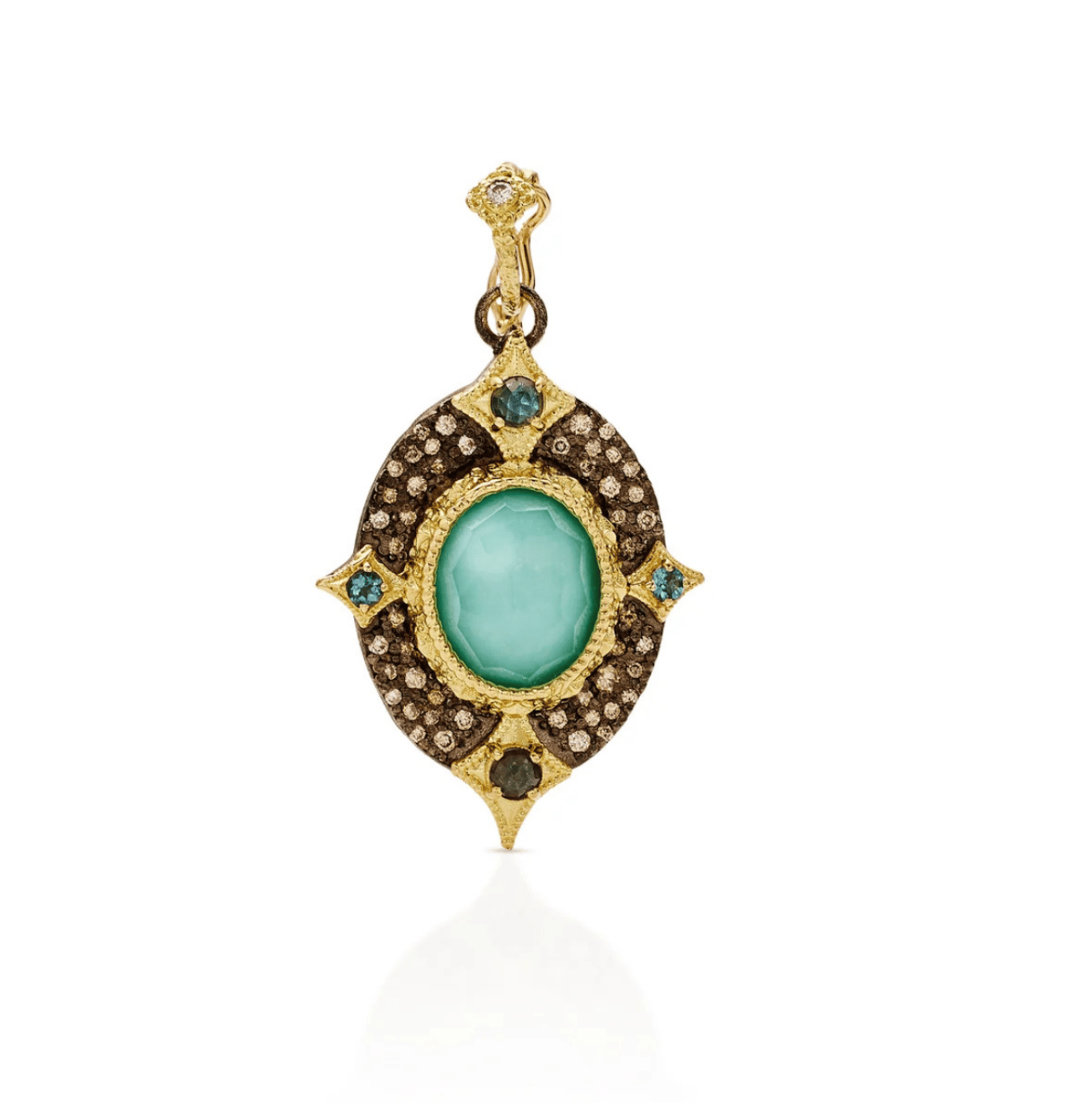 18KY Gold and Blue Turquoise Necklace Pendant