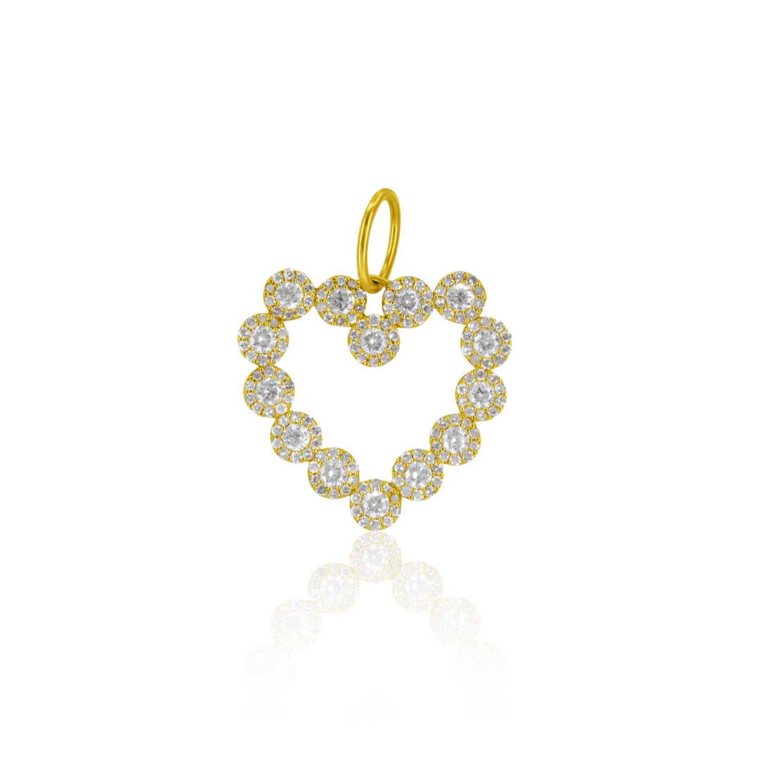14KY Pave Halo Heart Charm