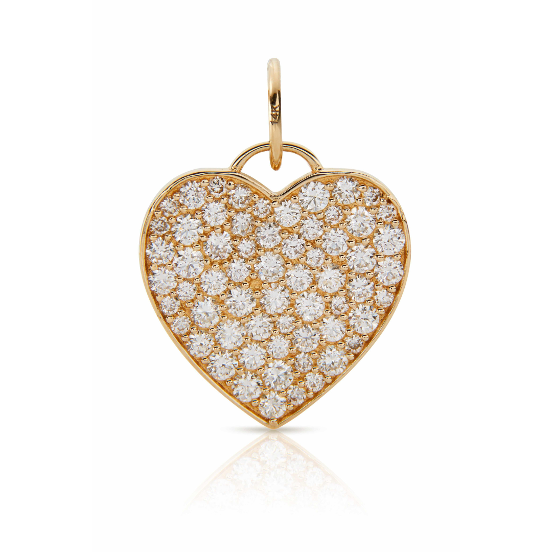 14KY Large Pave Heart Charm