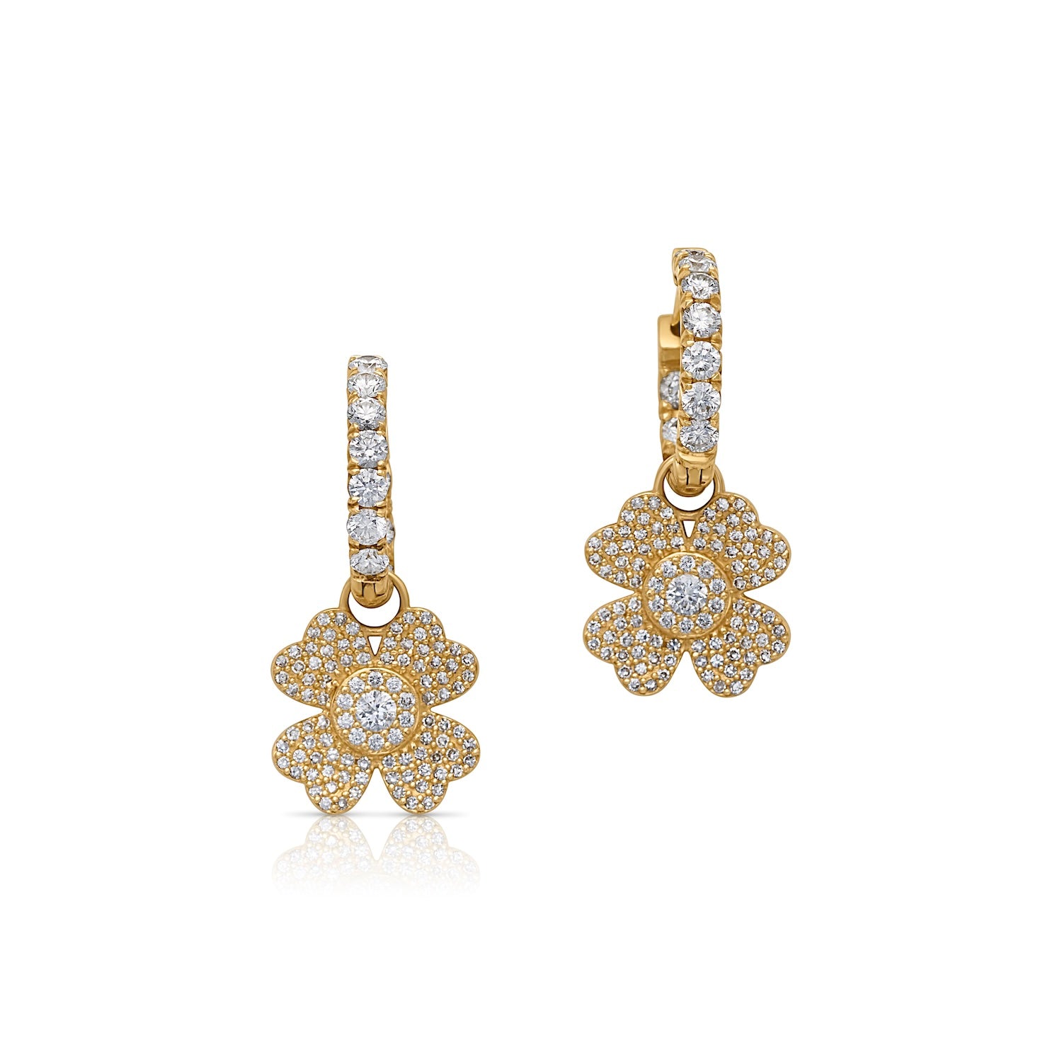 14KY Pave Flower Ear Charms