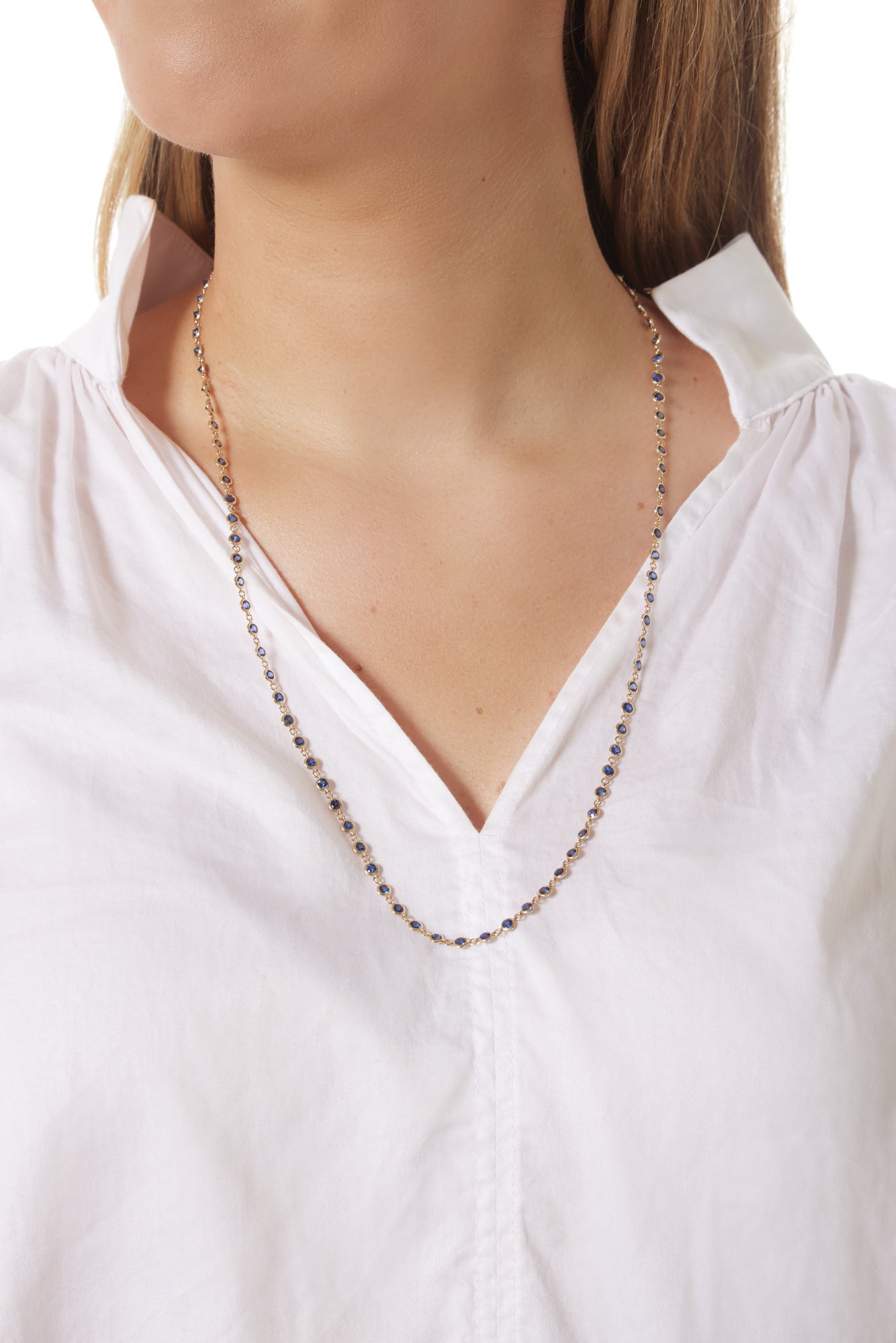 14KY Sapphire Bezel Chain Necklace