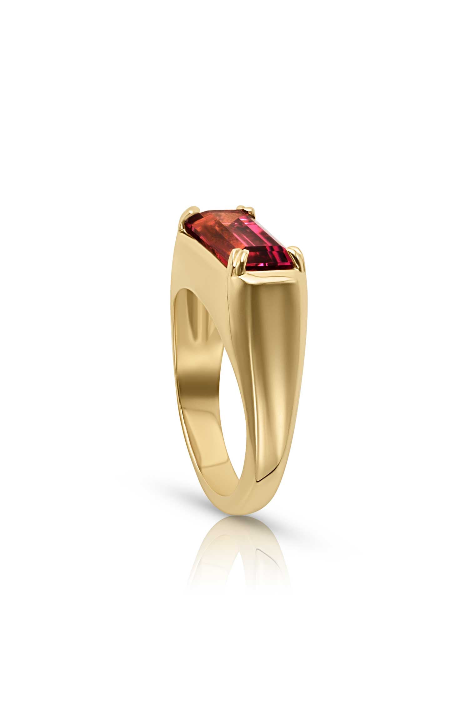 14KY Hot Pink Tourmaline Pinky Ring