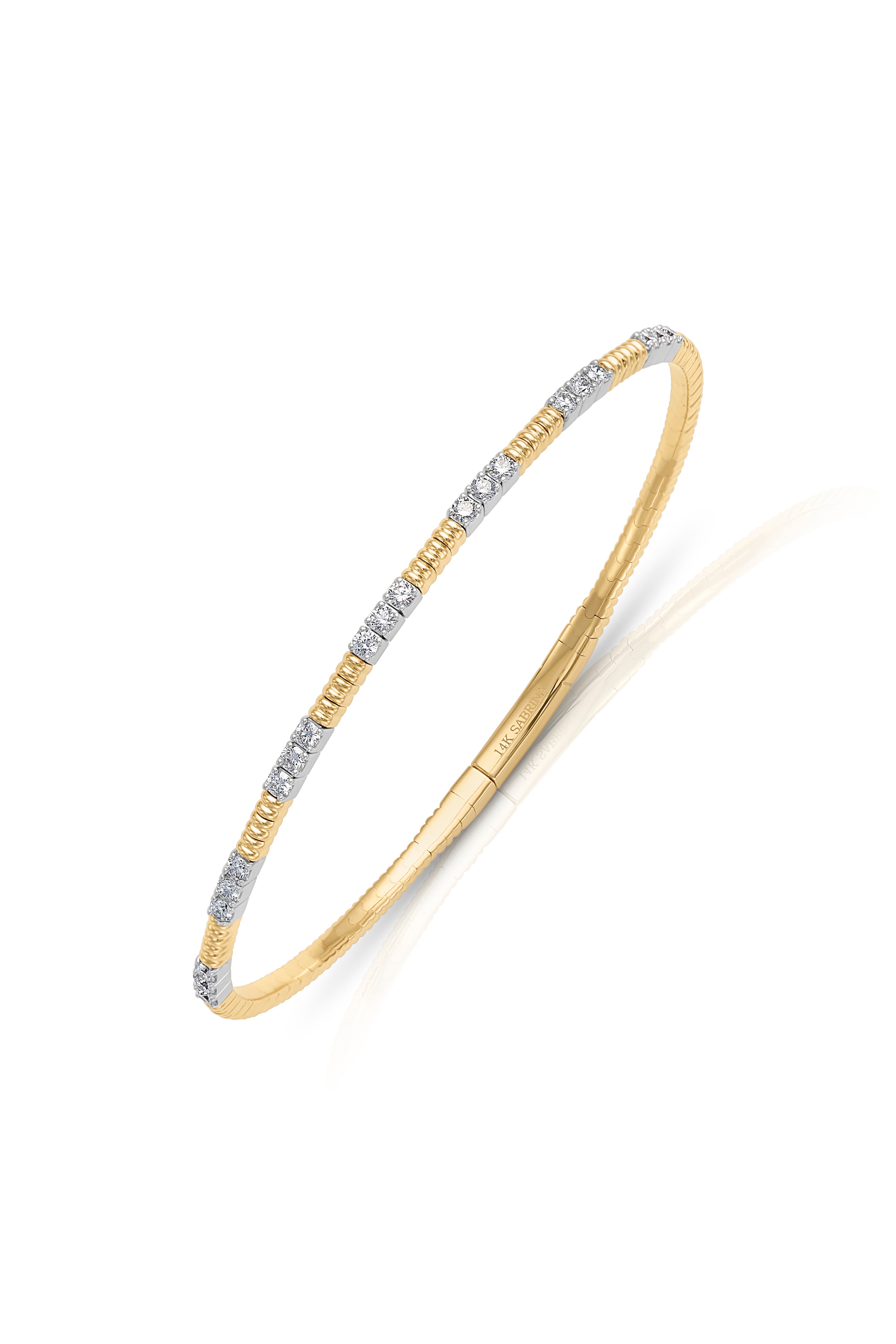 14KWY Diamond Trio Station Flex Bracelet