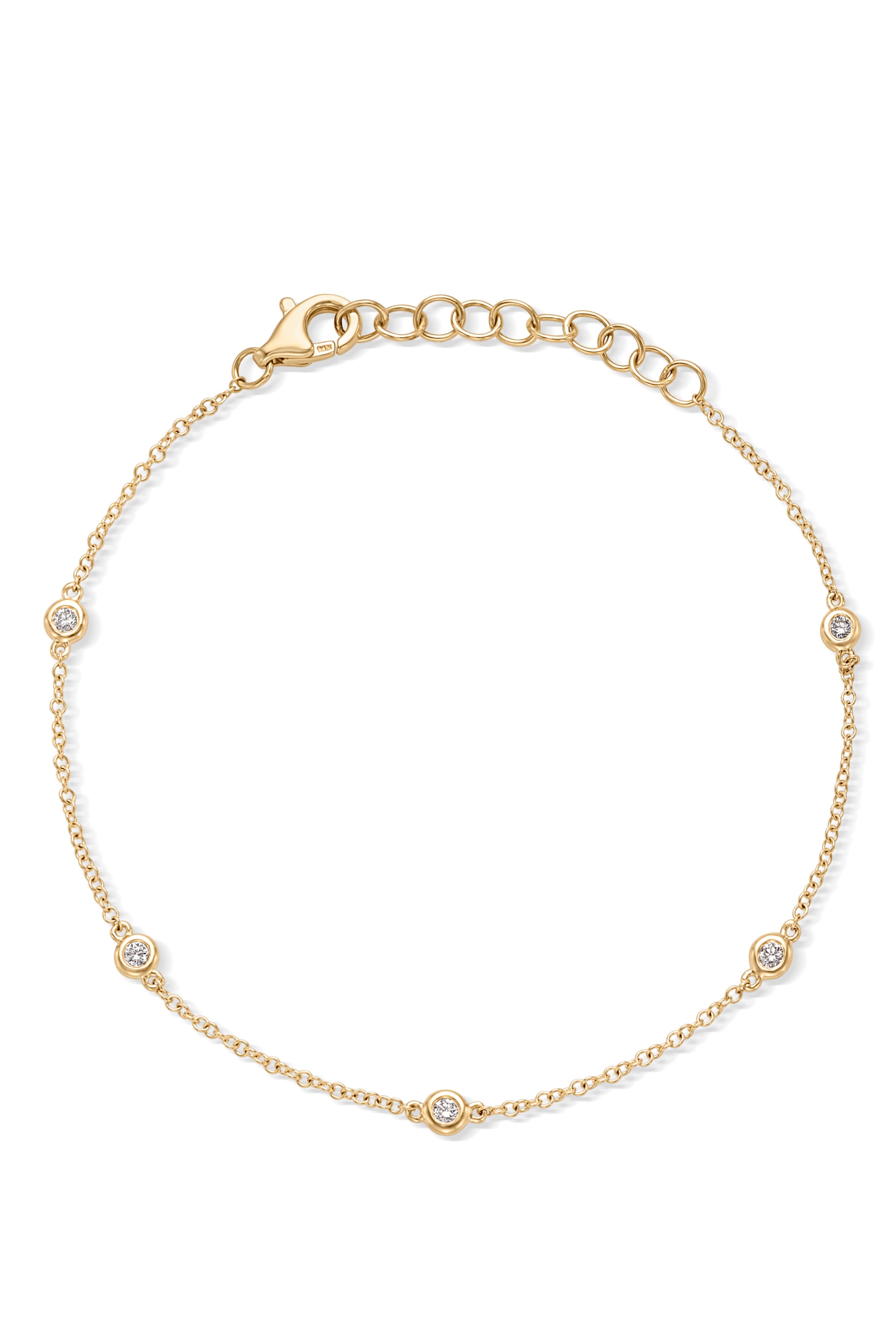 14K Diamond Bezel Station Bracelet