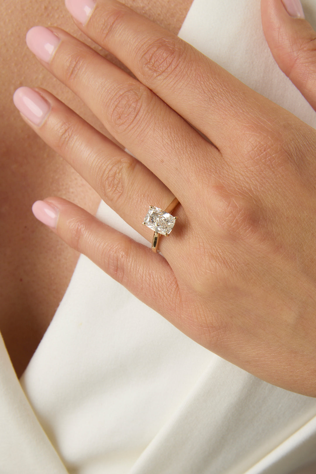 2.10CT Elongated Cushion Cut Engagement Ring
