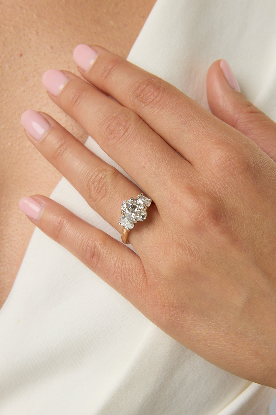 2.06CT Oval Cut Three Stone Engagement Ring With Oval Side Stones