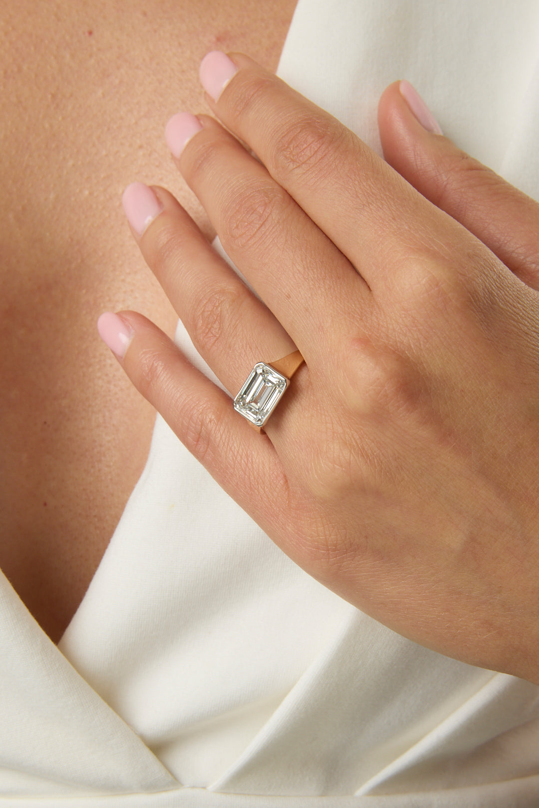 4.0CT Emerald Cut Bezel Solitaire Engagement Ring