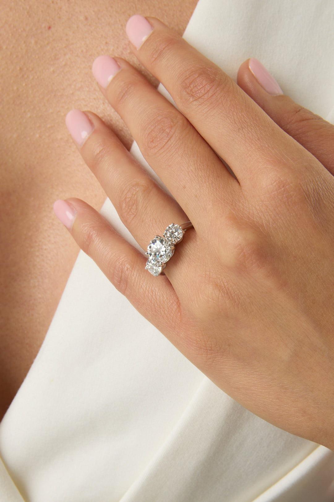 2.02CT Round Brilliant Cut Three Stone Engagement Ring With Round Side Stones