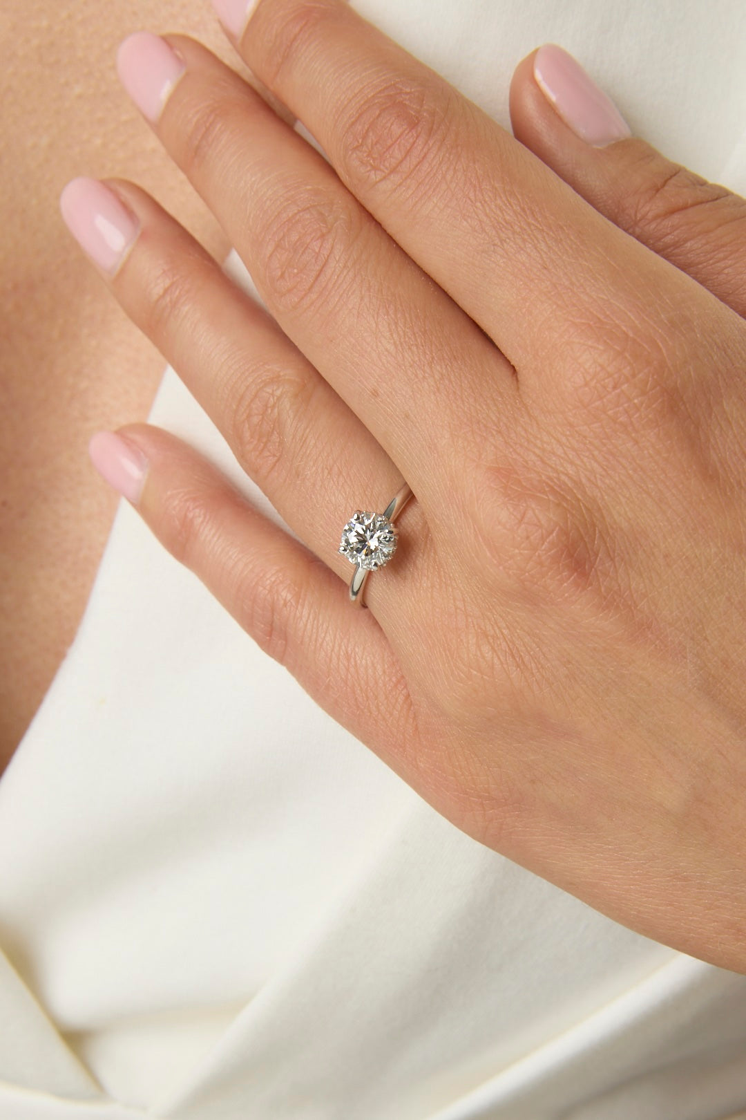 1.01CT Round Brilliant Cut Solitaire Hidden Halo Engagement Ring