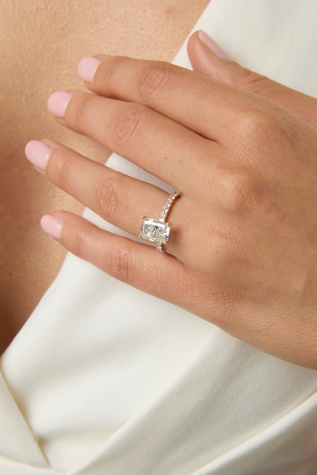 2.51CT Radiant Cut Pave Solitaire Engagement Ring
