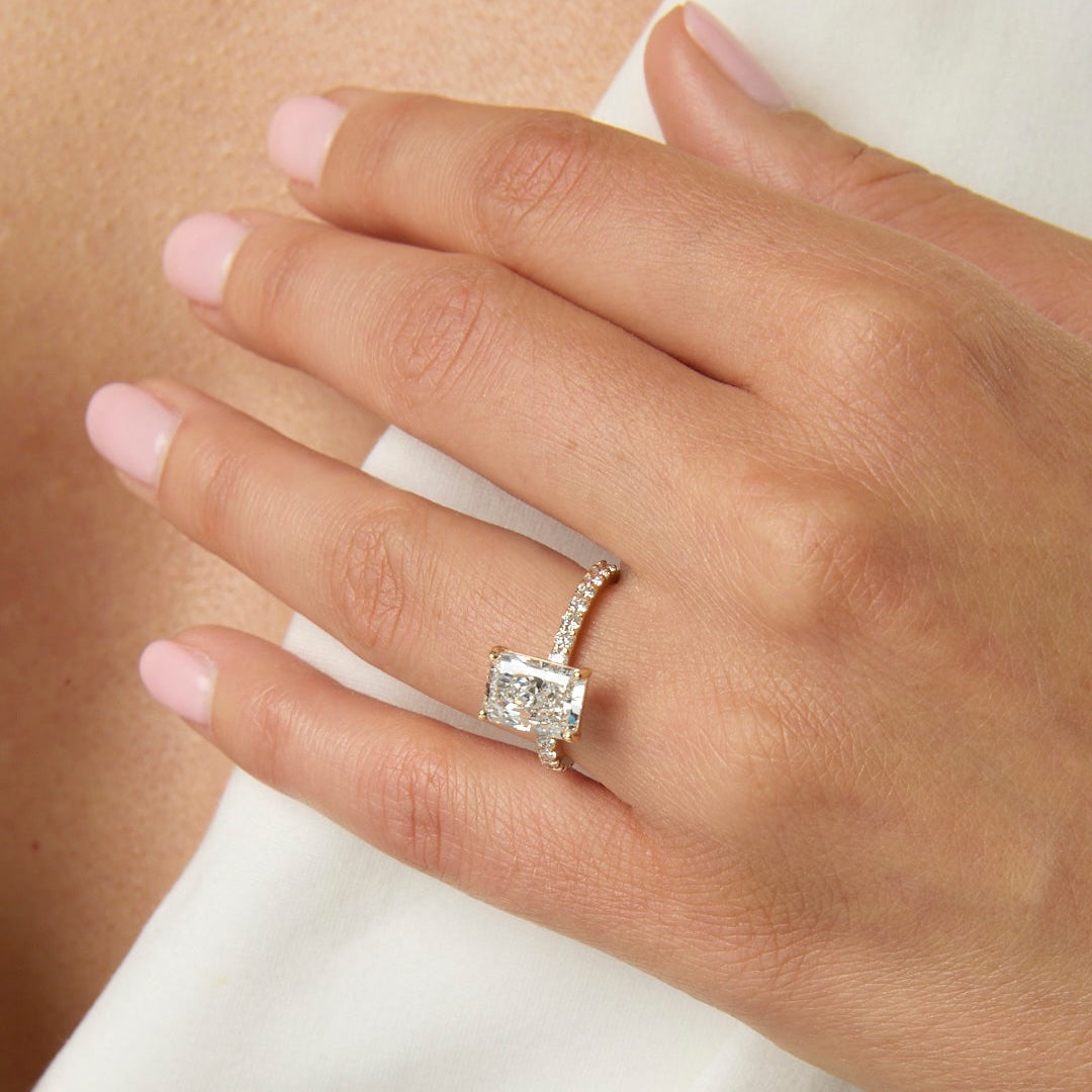 2.51CT Radiant Cut Pave Solitaire Engagement Ring