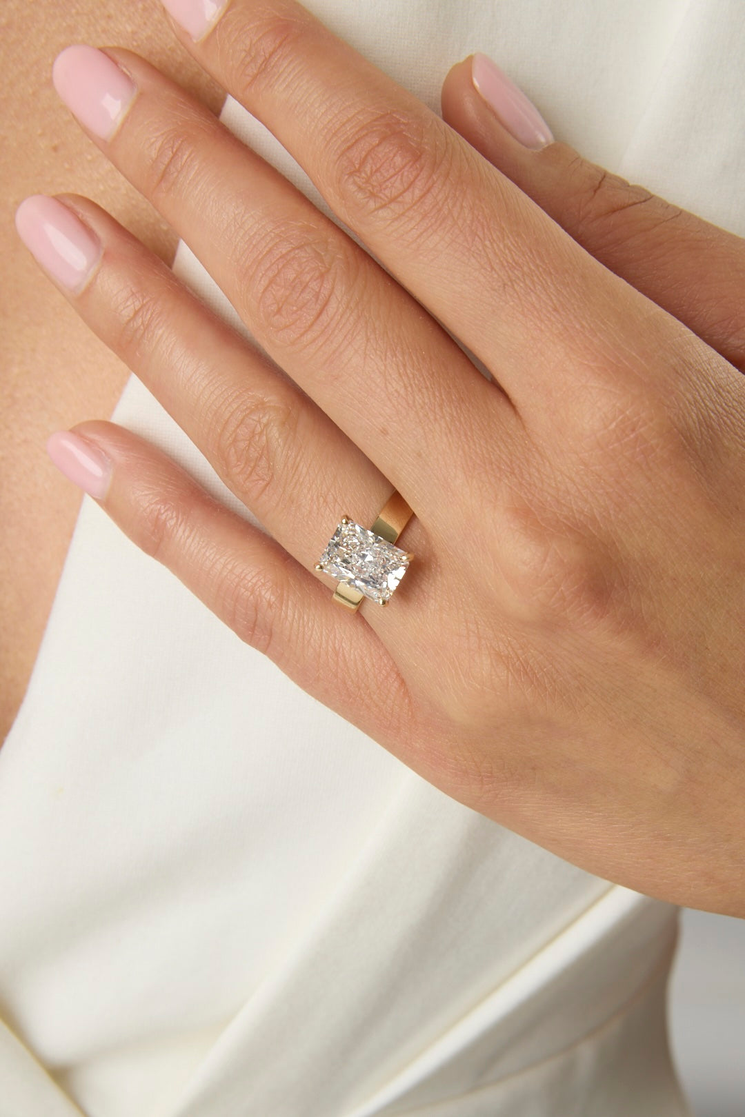 3.65CT Radiant Cut Wide Band Solitaire Engagement Ring