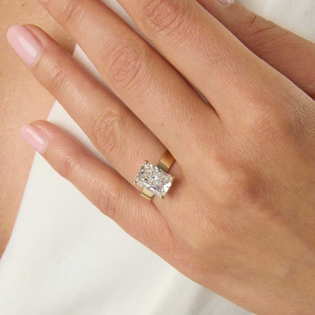 3.65CT Radiant Cut Wide Band Solitaire Engagement Ring