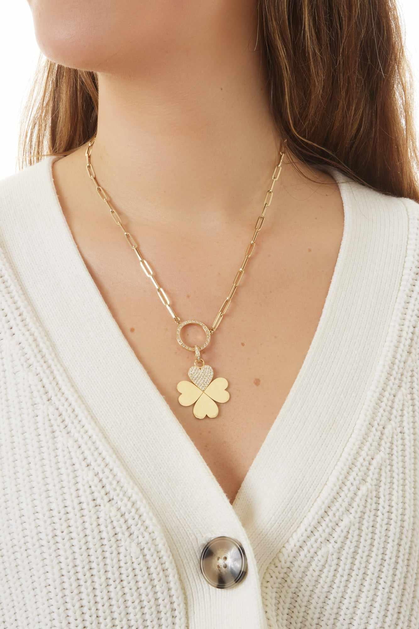 18KY Pave Four Leaf Heart Clover Charm-Charms-Trilogy-Extra Small-Susan Saffron Jewelry