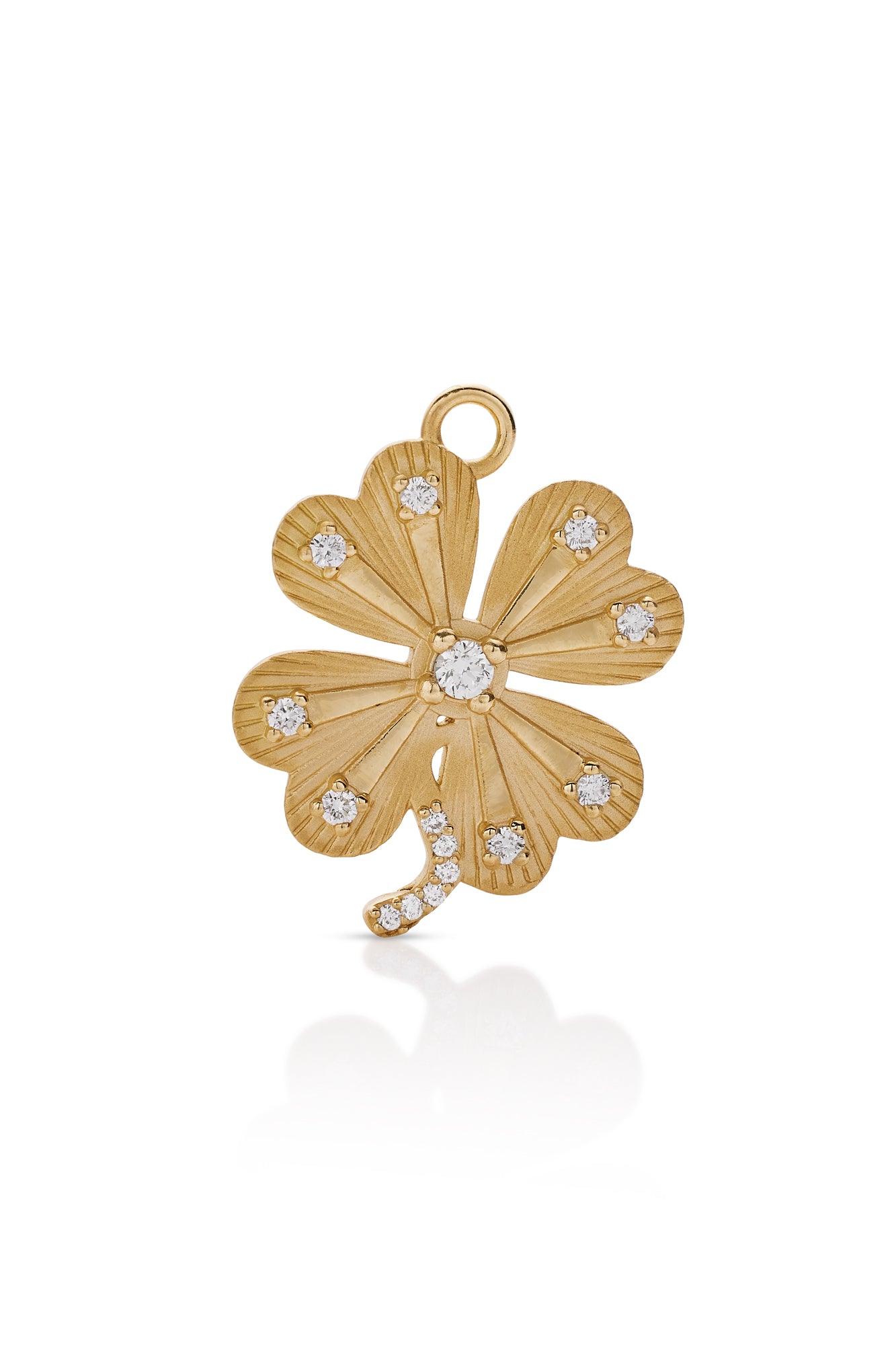 18KY Ray of Light Clover Charm