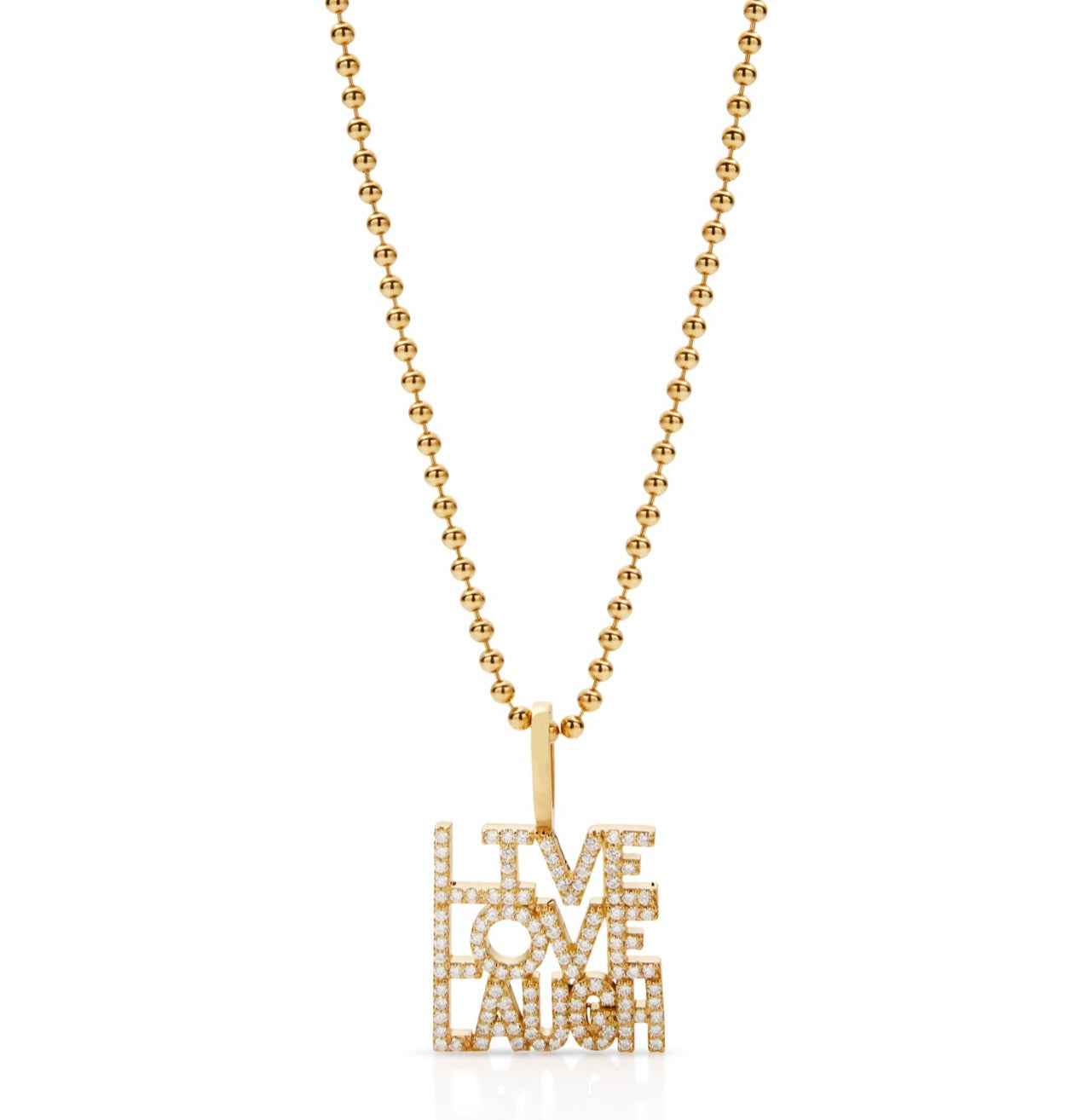 18KY Diamond Live Laugh Love Pendant