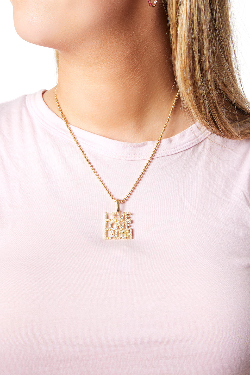 18KY Diamond Live Laugh Love Pendant