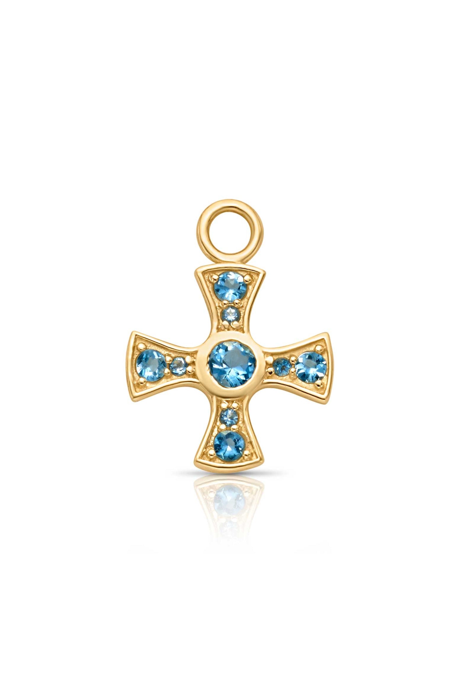 18KY Center Bezel Cross with Aquamarine