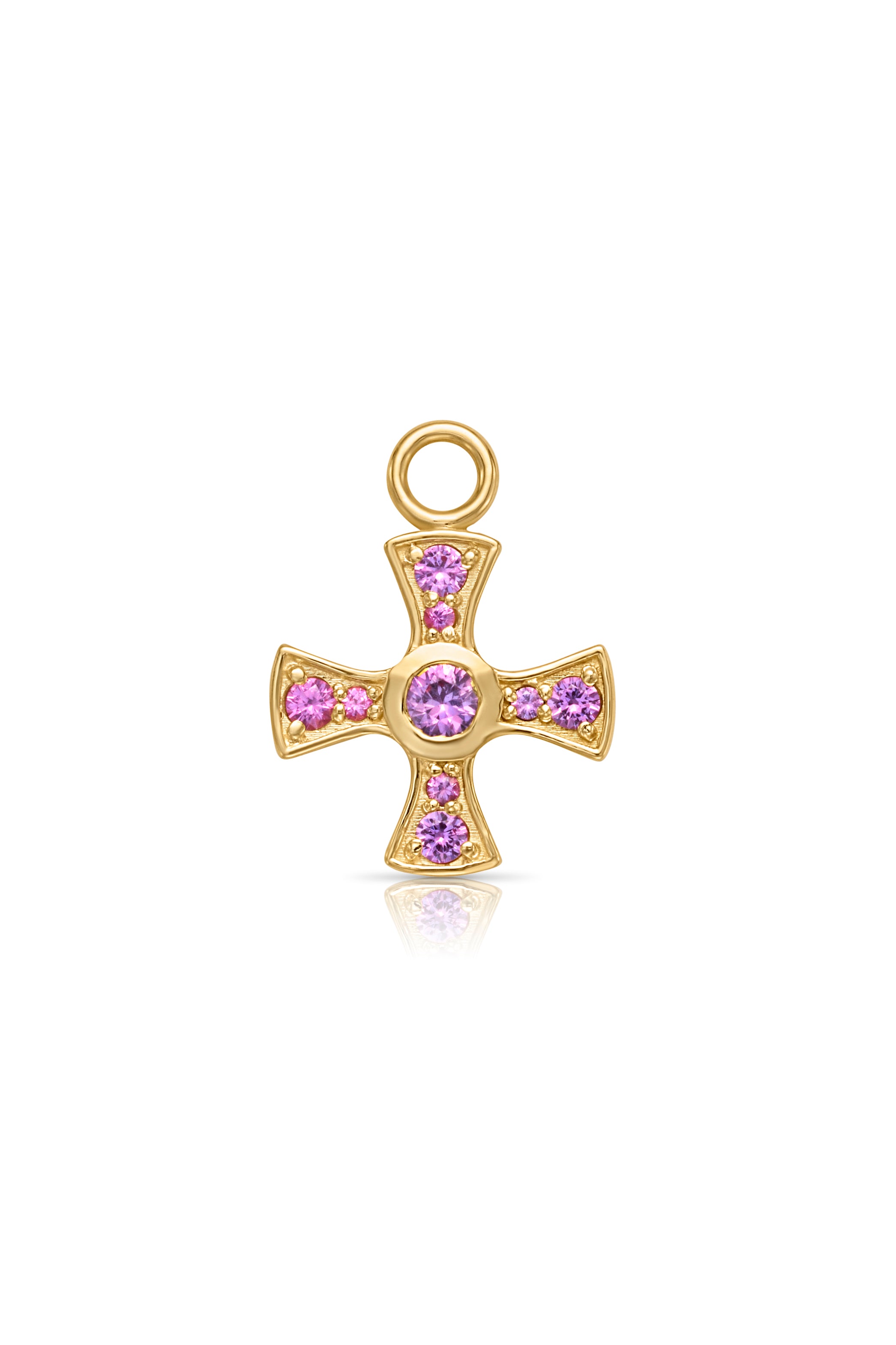 18KY Center Bezel Cross Pink Sapphire