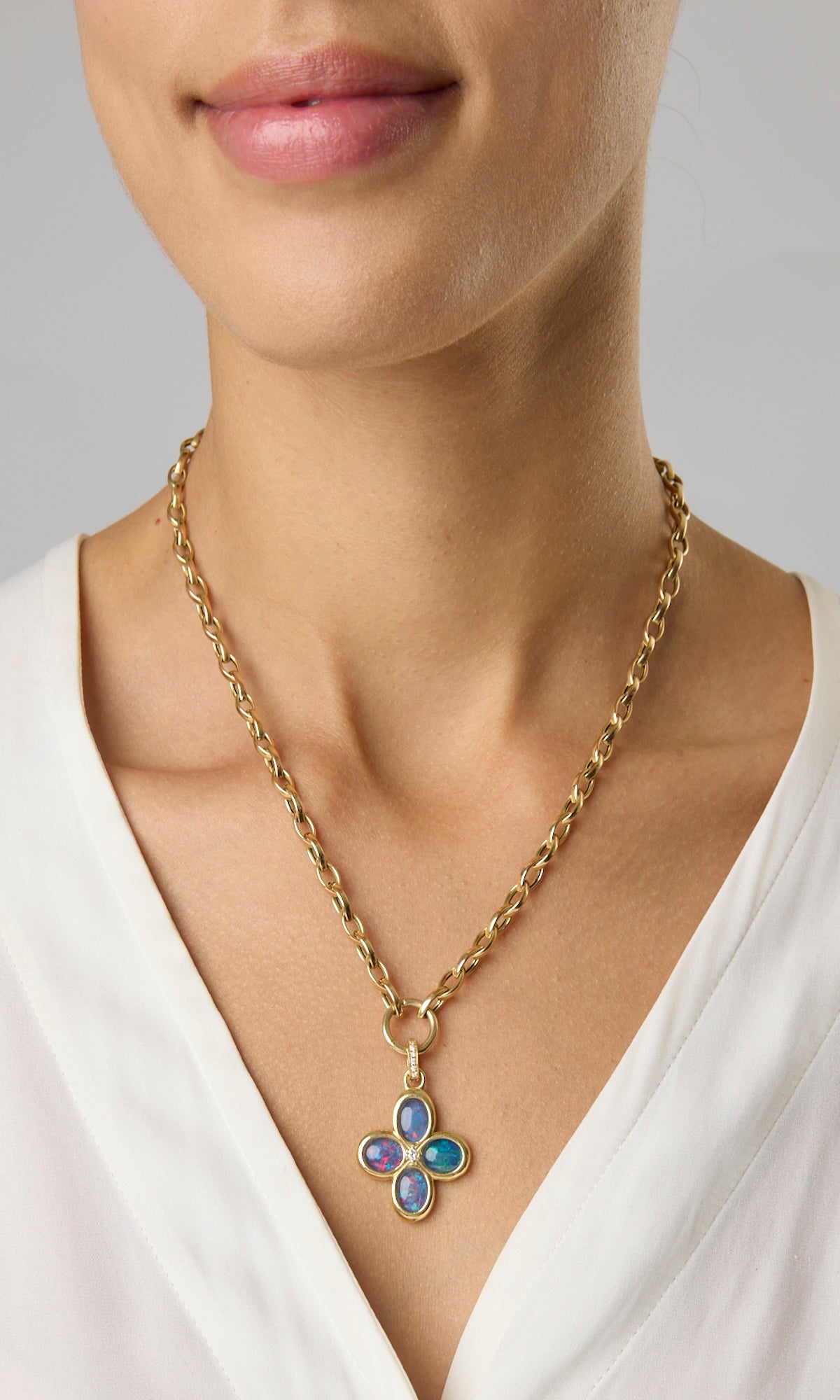 18KY Opal Petal Charm