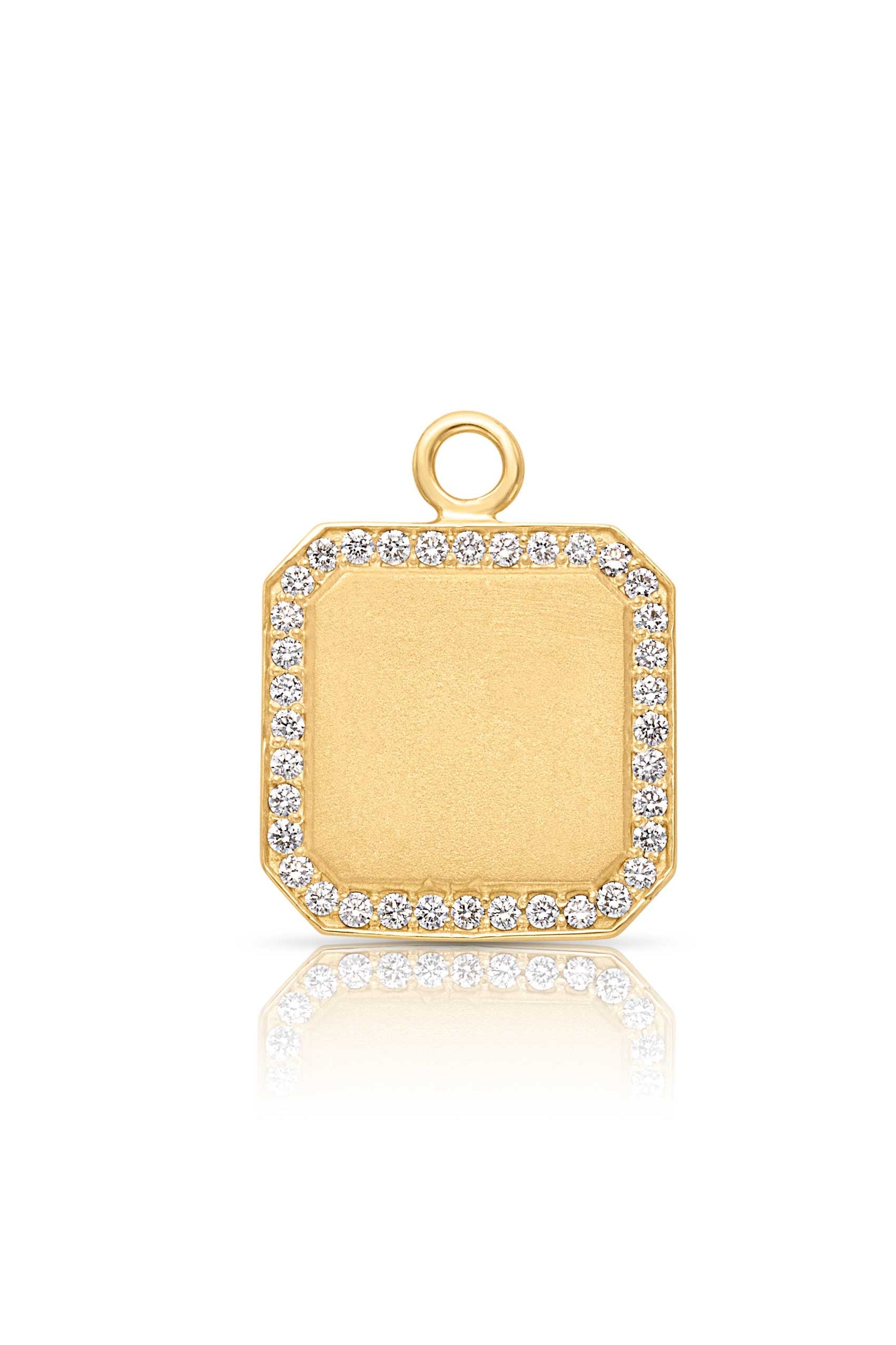18KY Engravable Square Brushed Charm