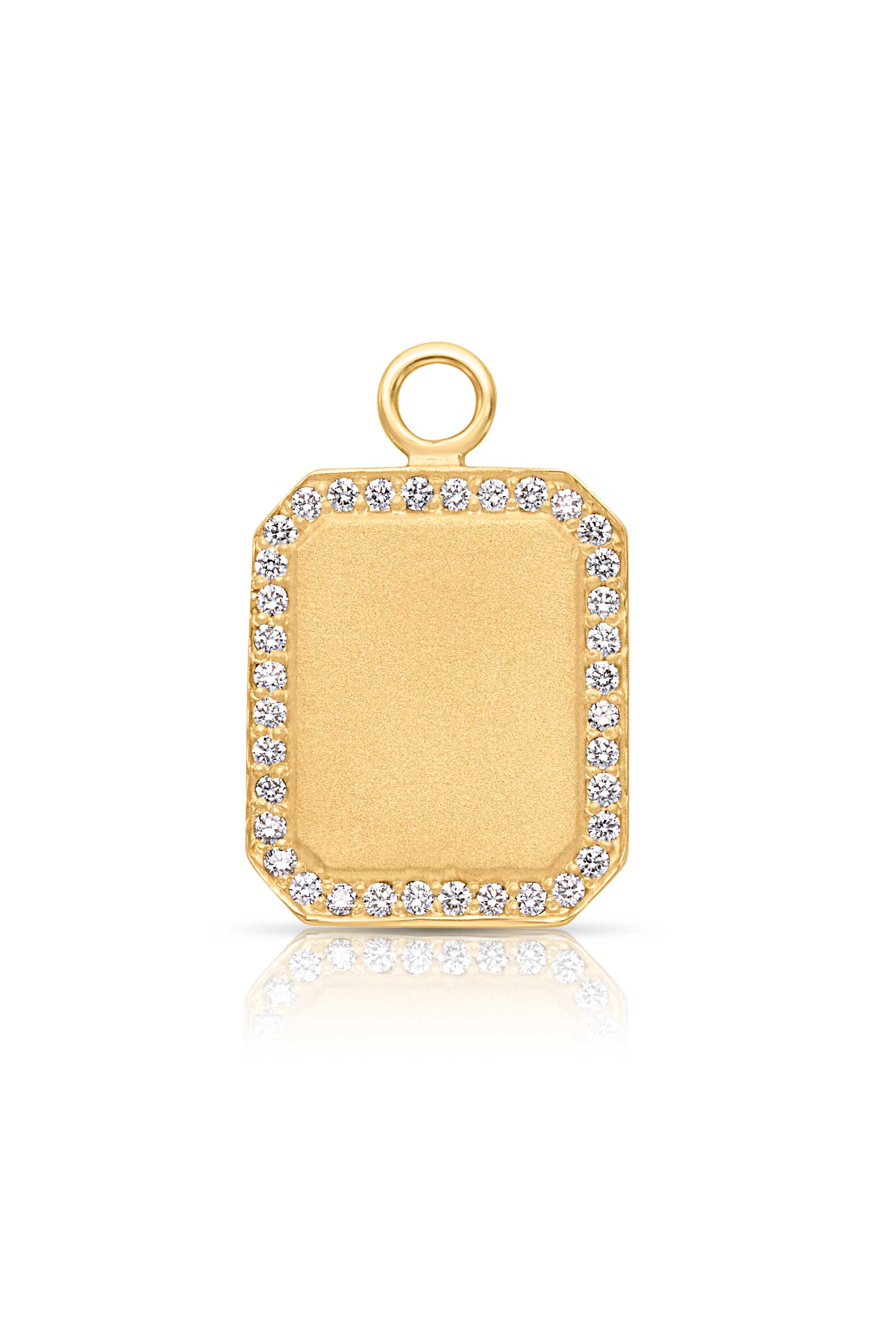 18KY Engravable Rectangular Brushed Charm