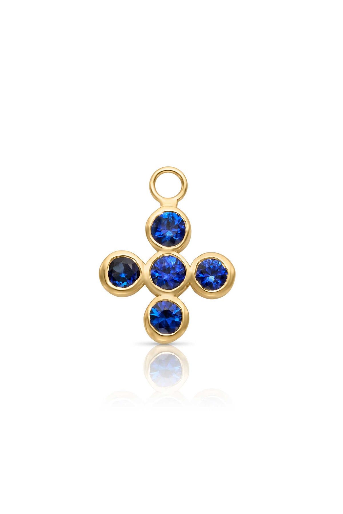 18KY Providence Cross with Blue Sapphires