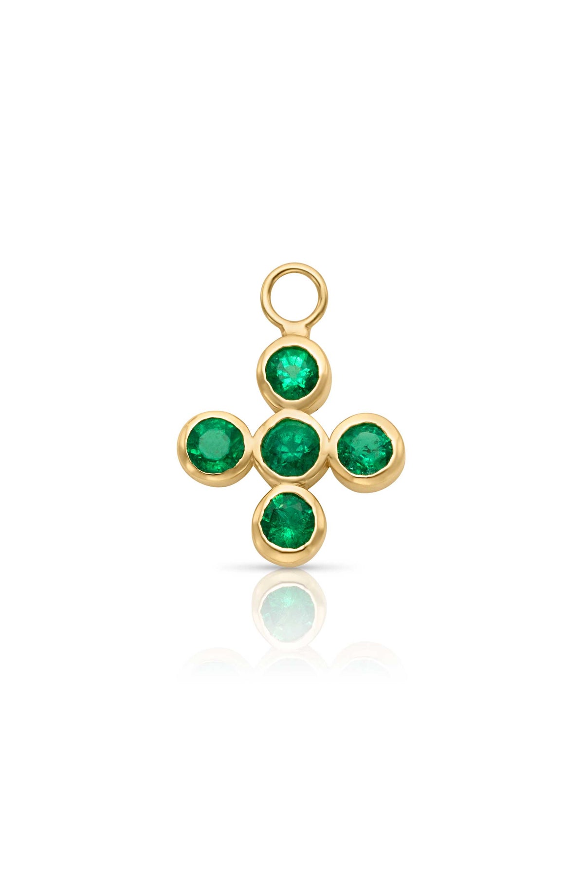 18KY Providence Cross with Emeralds